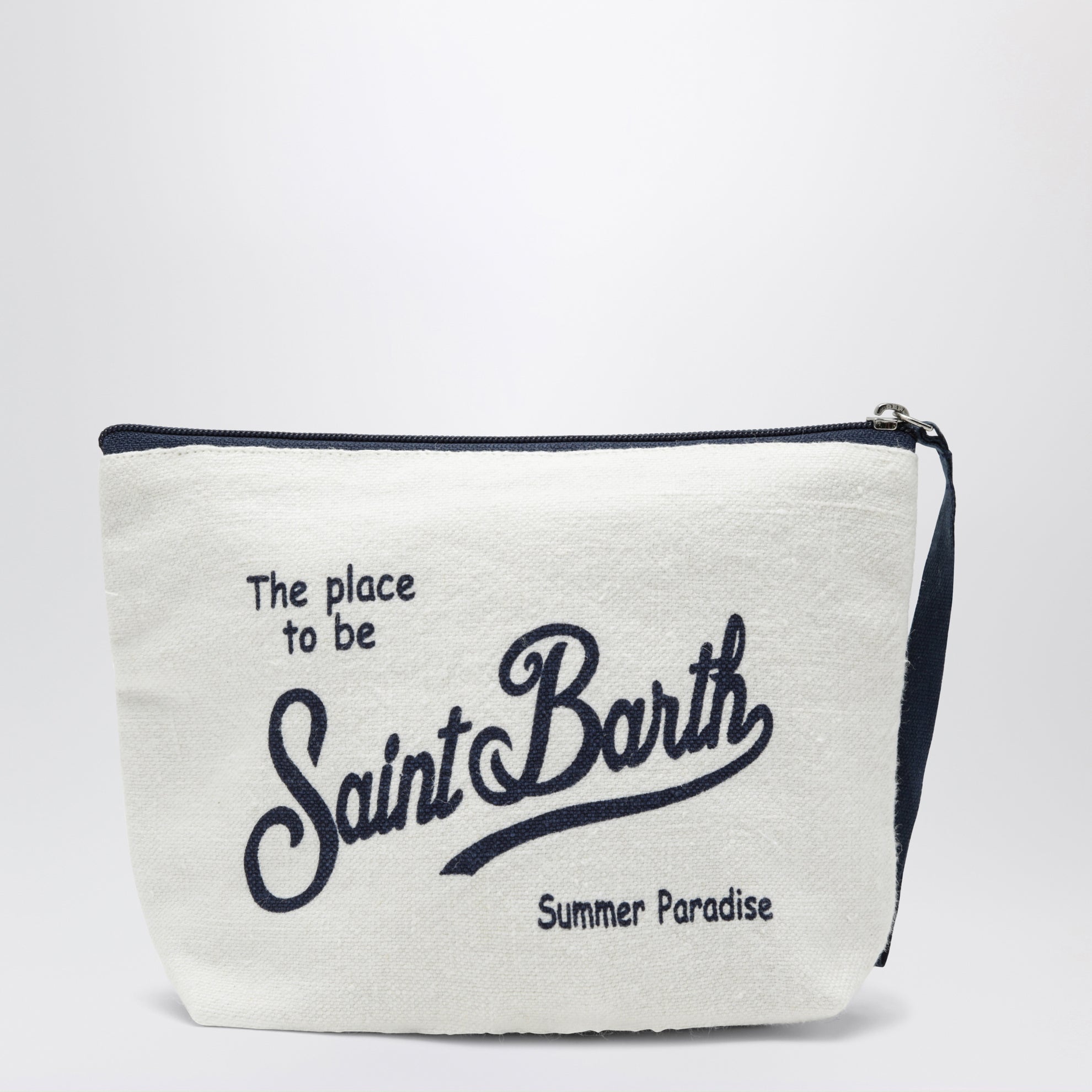 Pochette bianca/blu con logo
