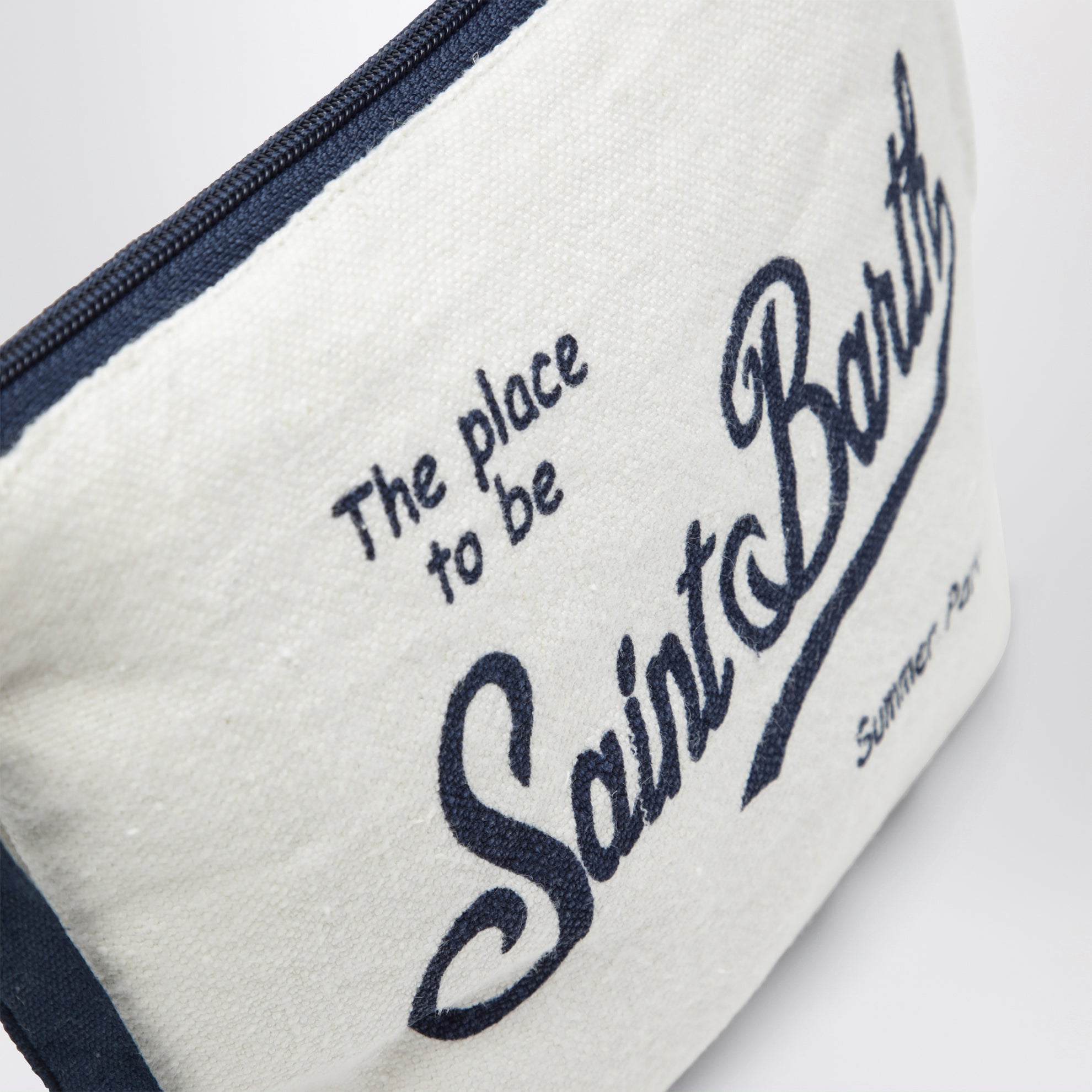 Pochette bianca/blu con logo