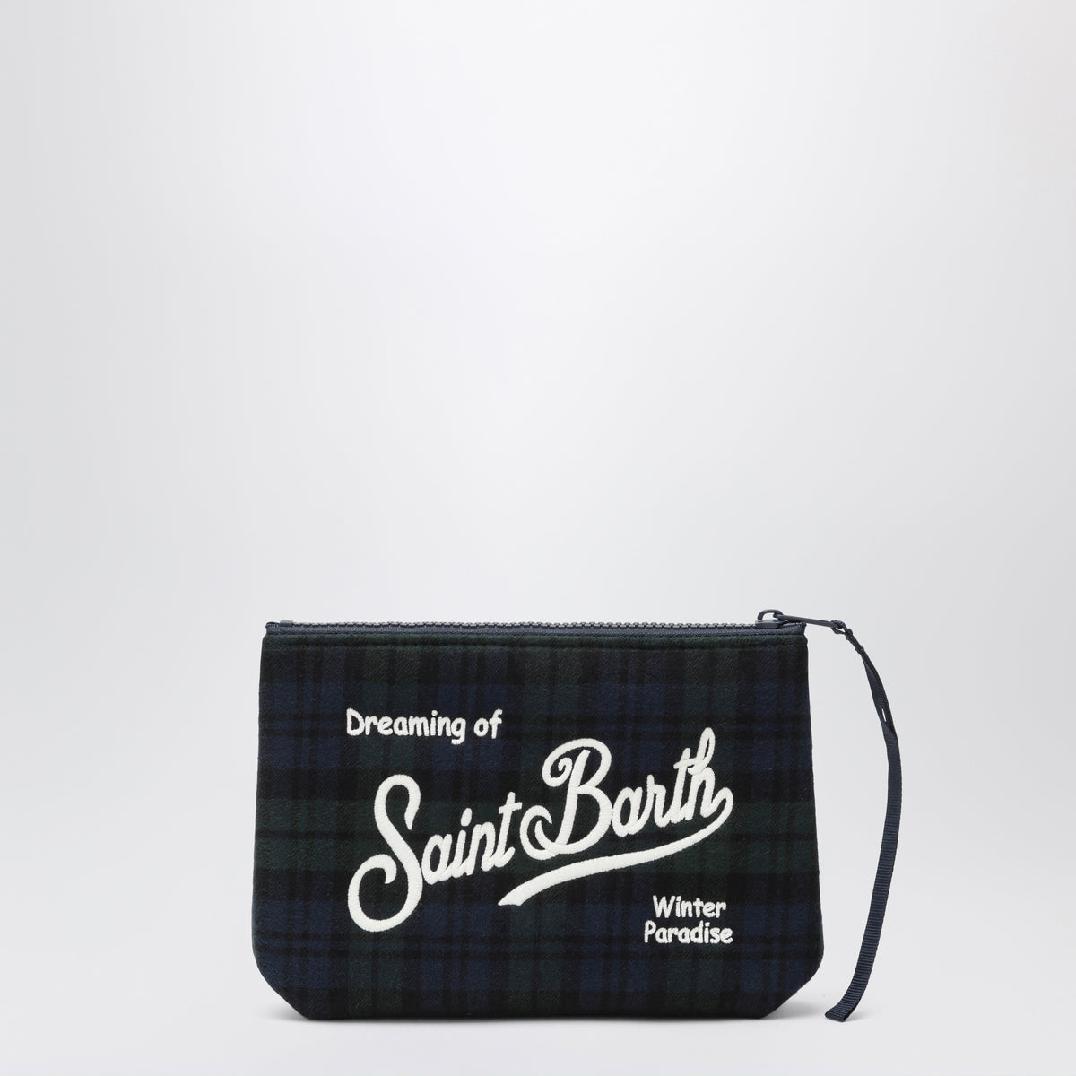 Aline tartan wool-blend pouch