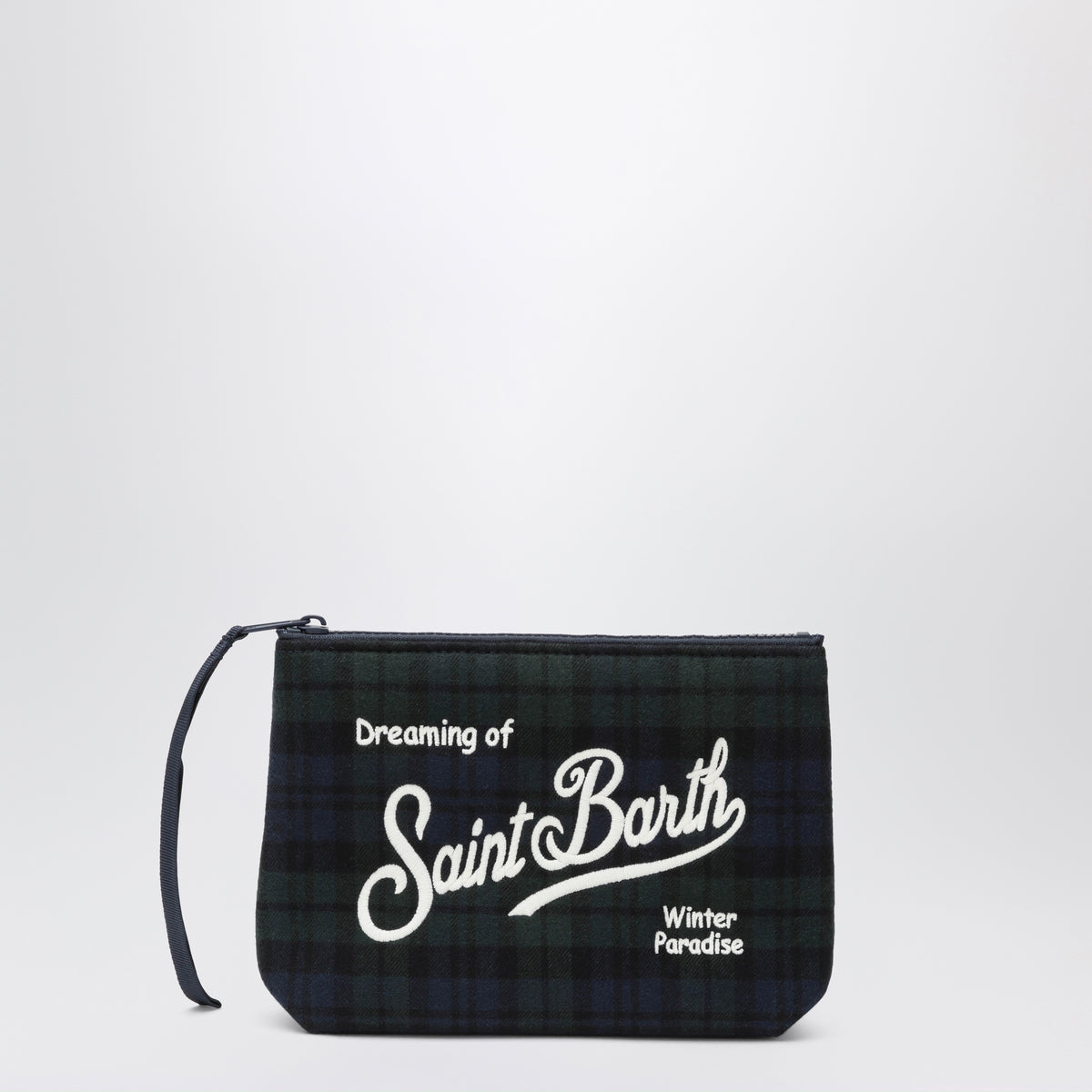 Aline tartan wool-blend pouch