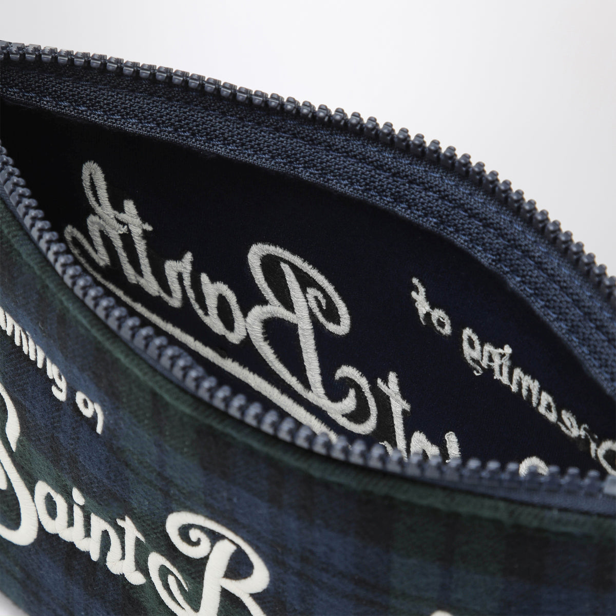 Aline tartan wool-blend pouch