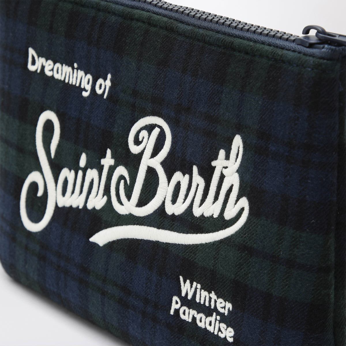 Aline tartan wool-blend pouch