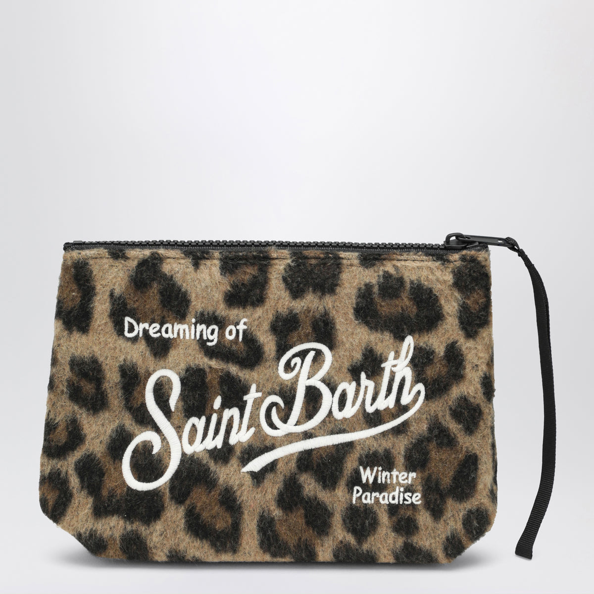 Leo zip-up clutch bag in a wool blend