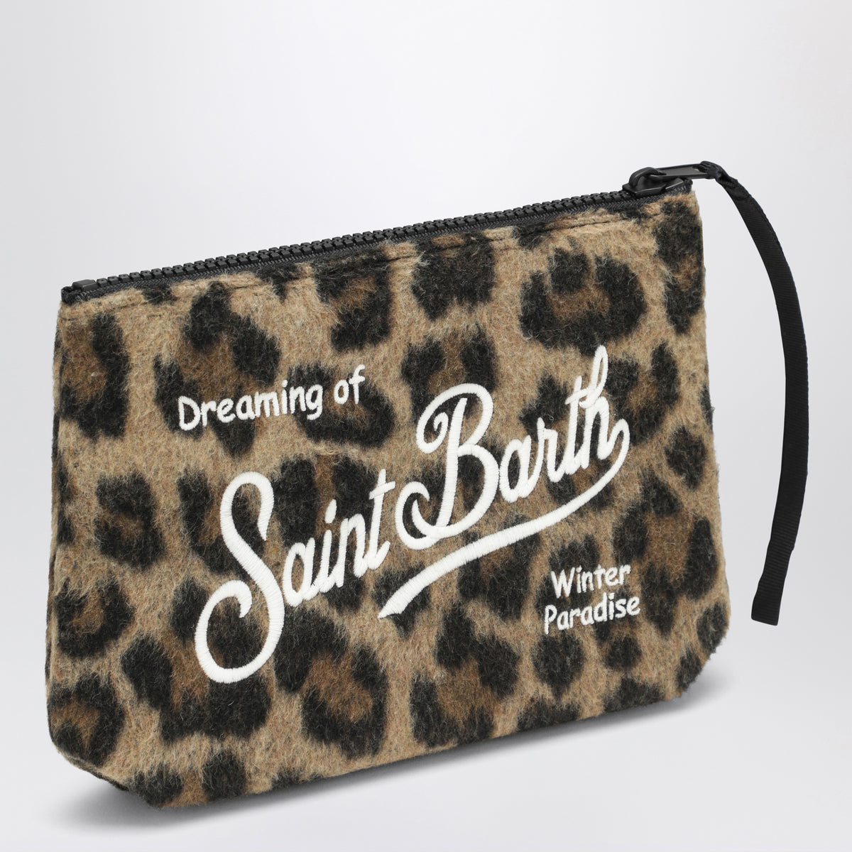 Leo zip-up clutch bag in a wool blend