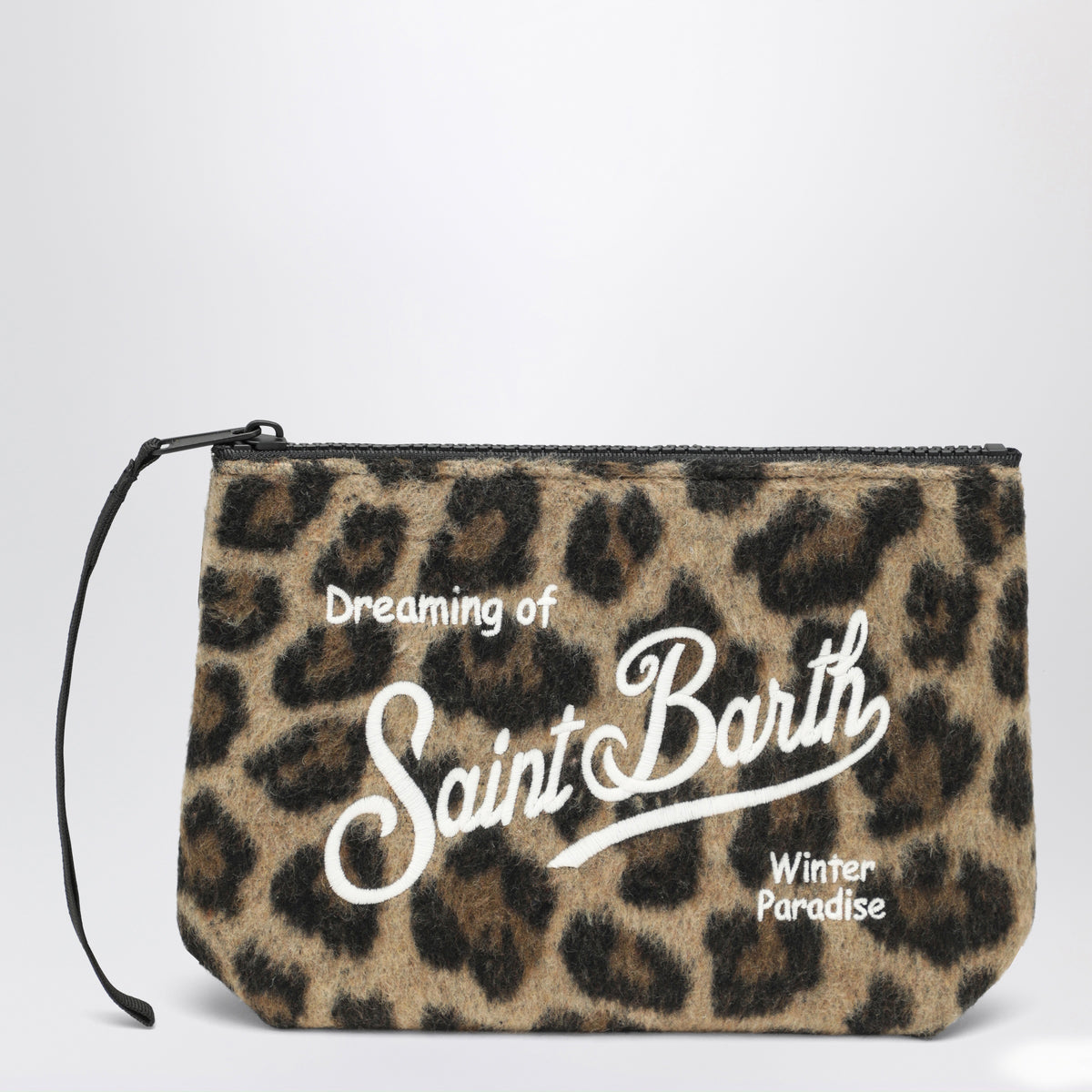 Leo zip-up clutch bag in a wool blend