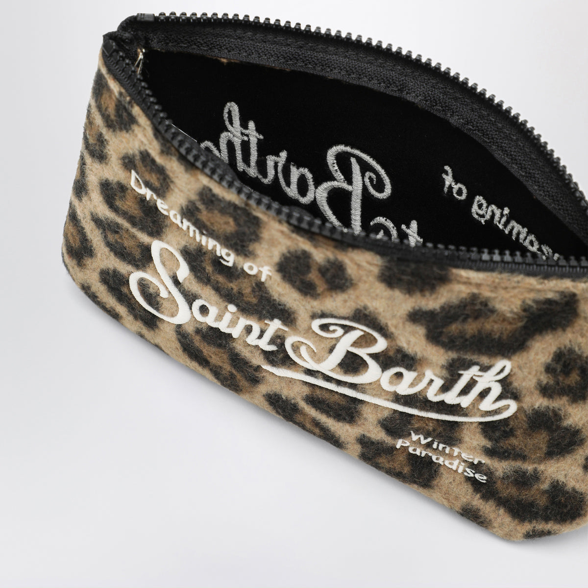 Leo zip-up clutch bag in a wool blend