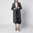 Cappotto monopetto nero con motivo spigato in misto lana
