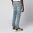 MX1 distressed flannel-patched jeans in medium indigo