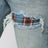 MX1 distressed flannel-patched jeans in medium indigo
