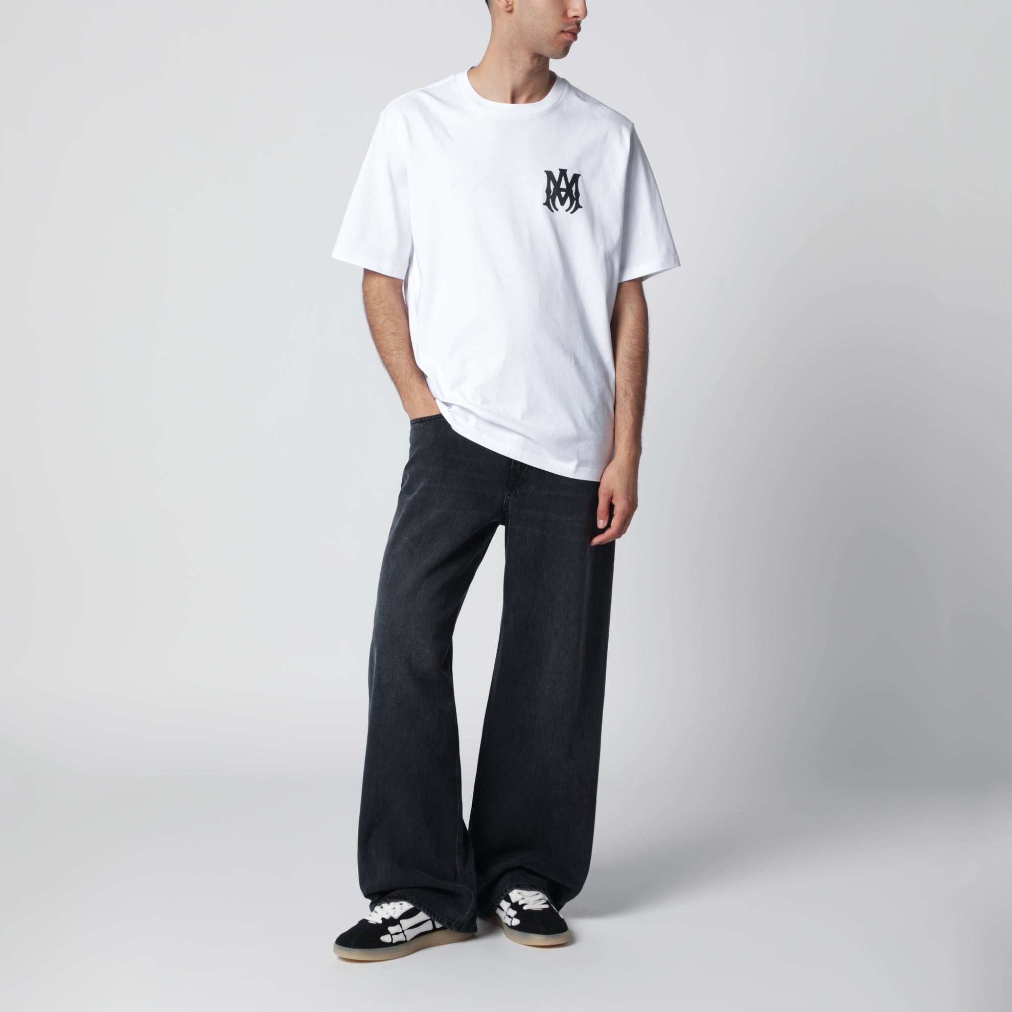 White cotton T-shirt with logo print