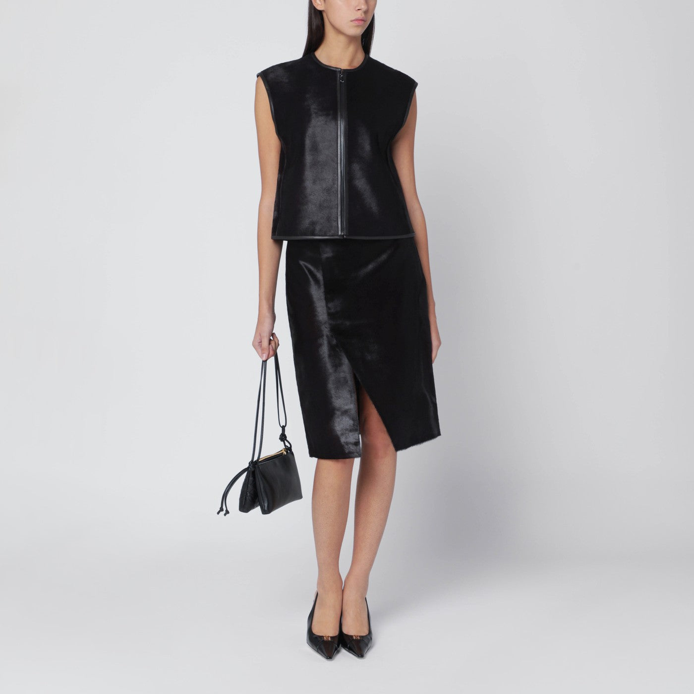 Brown Ampas vest in pony-effect leather