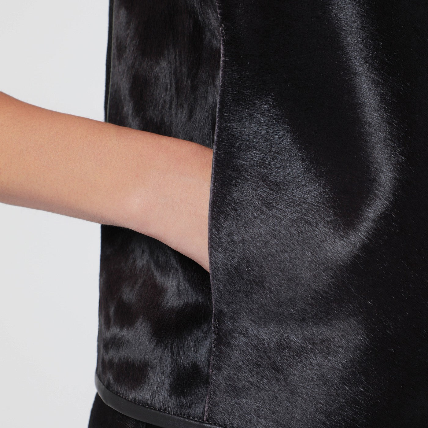 Brown Ampas vest in pony-effect leather