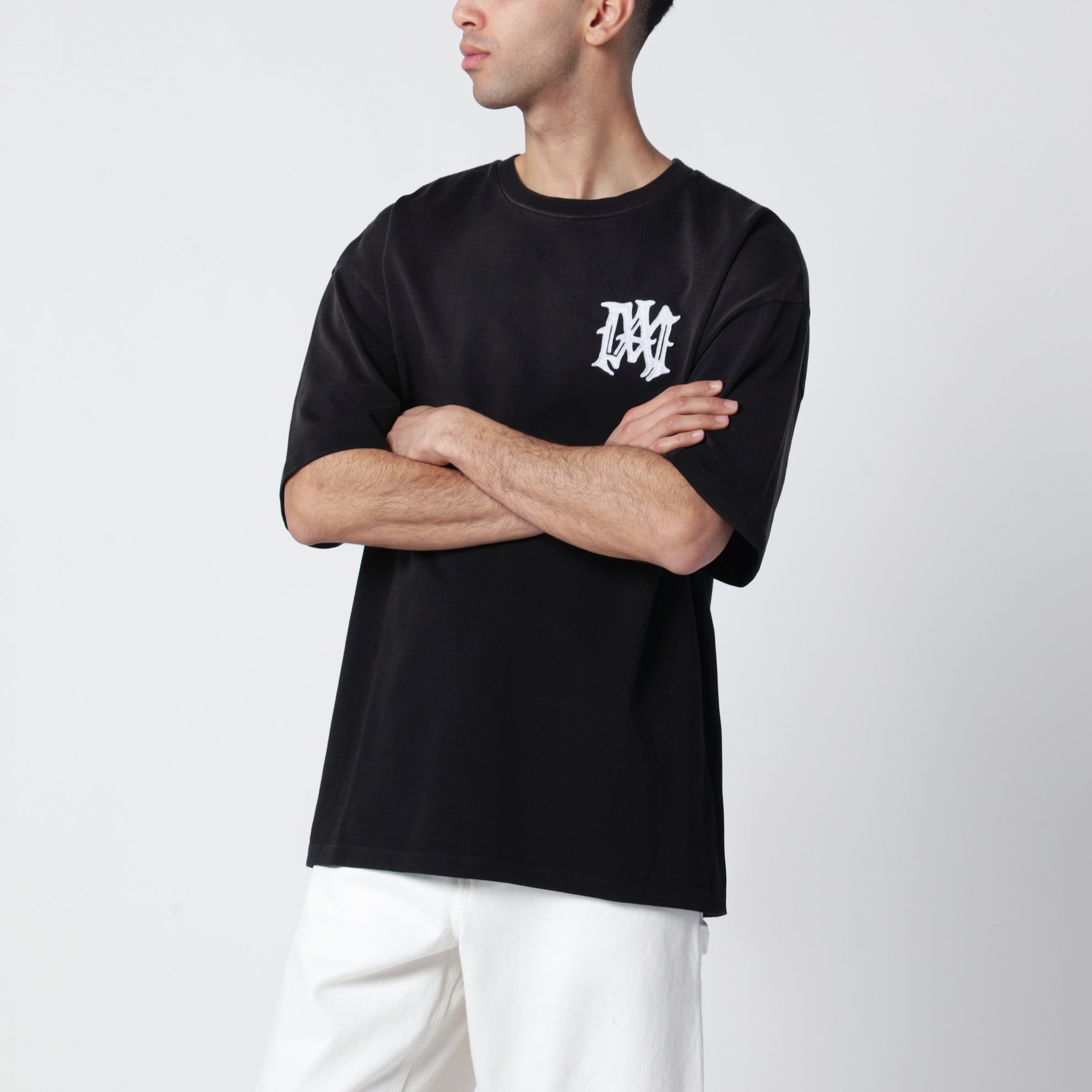 T-shirt Hollywood nera in cotone