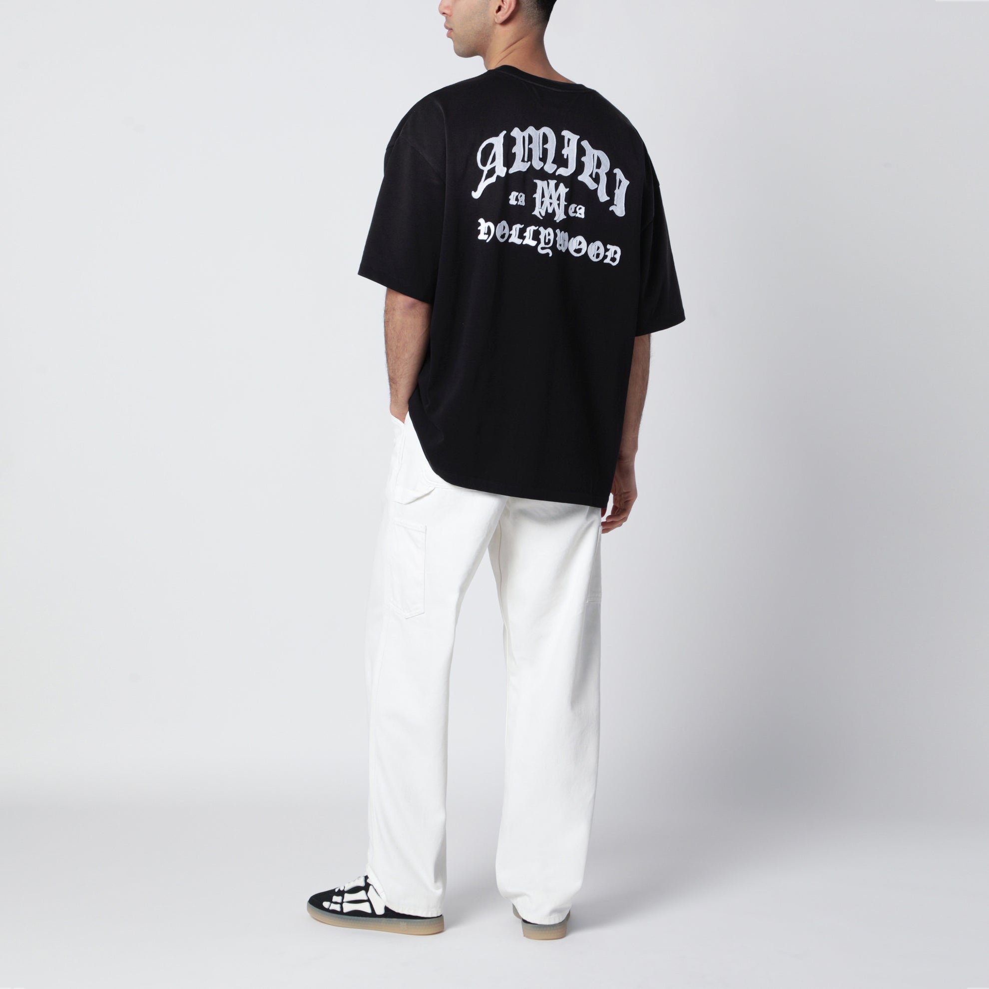 T-shirt Hollywood nera in cotone