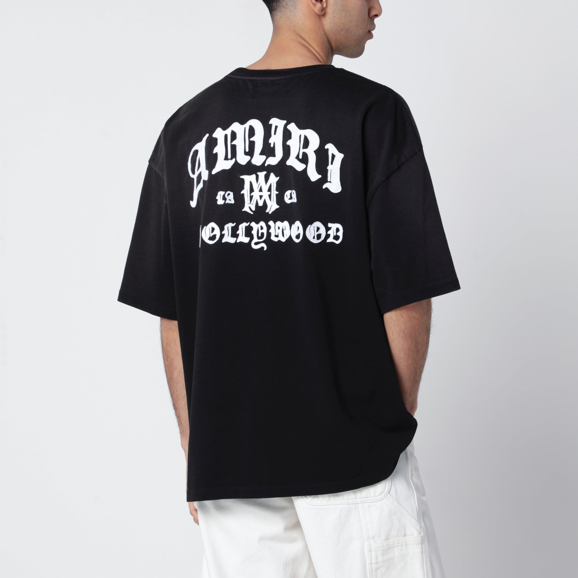 T-shirt Hollywood nera in cotone