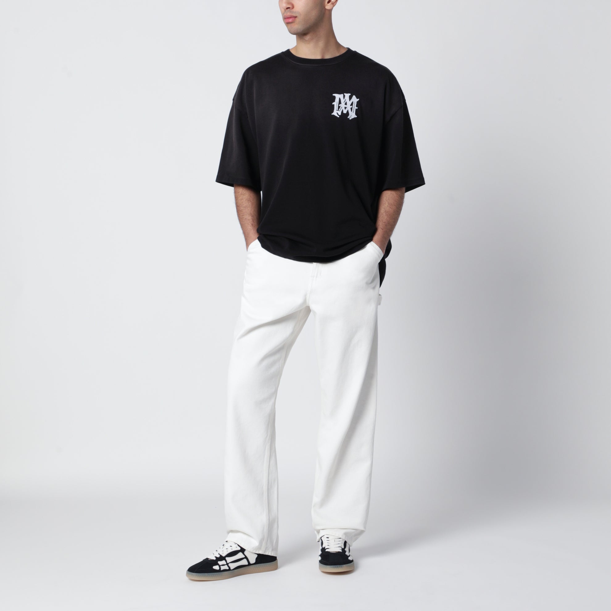 T-shirt Hollywood nera in cotone