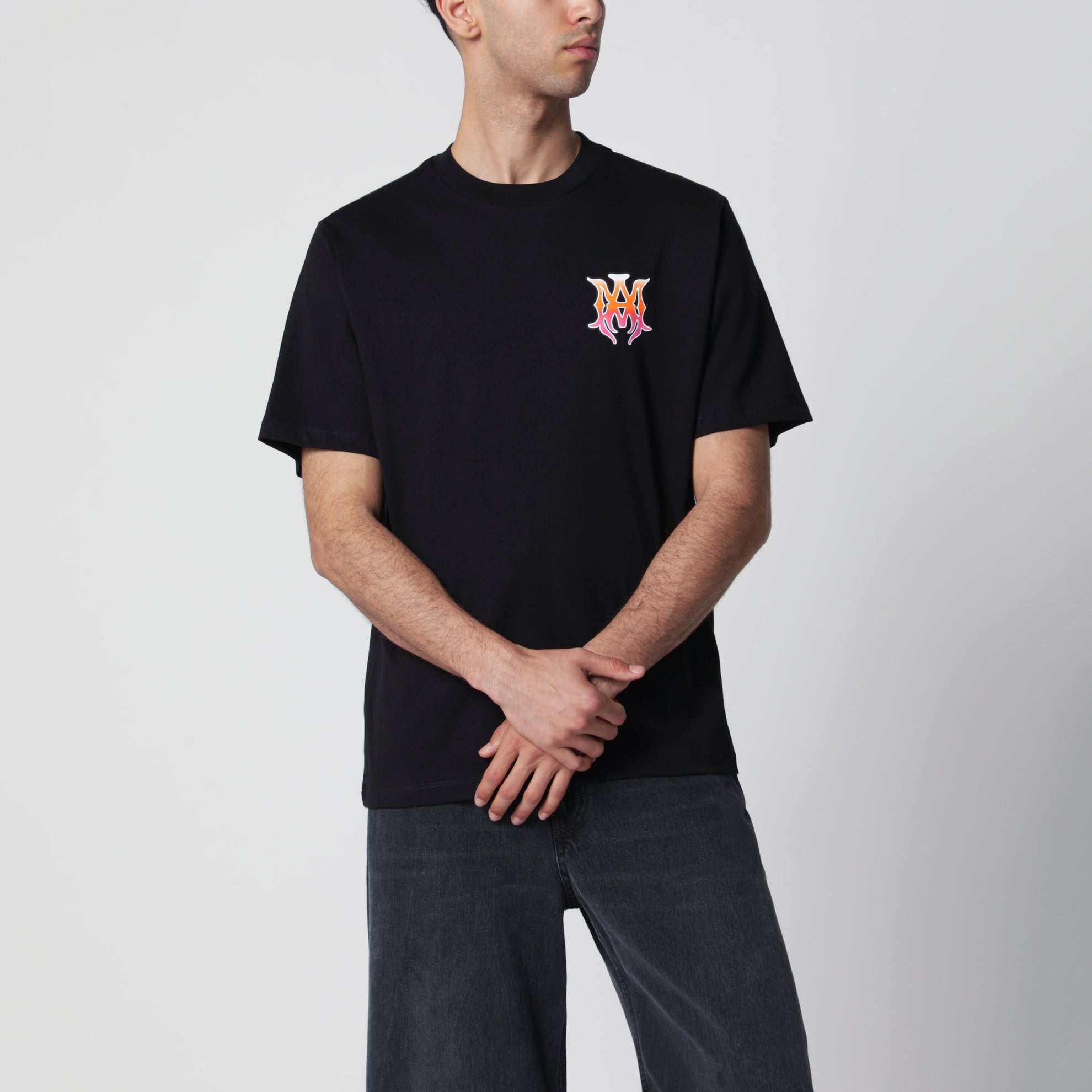 Black T-shirt with logo print