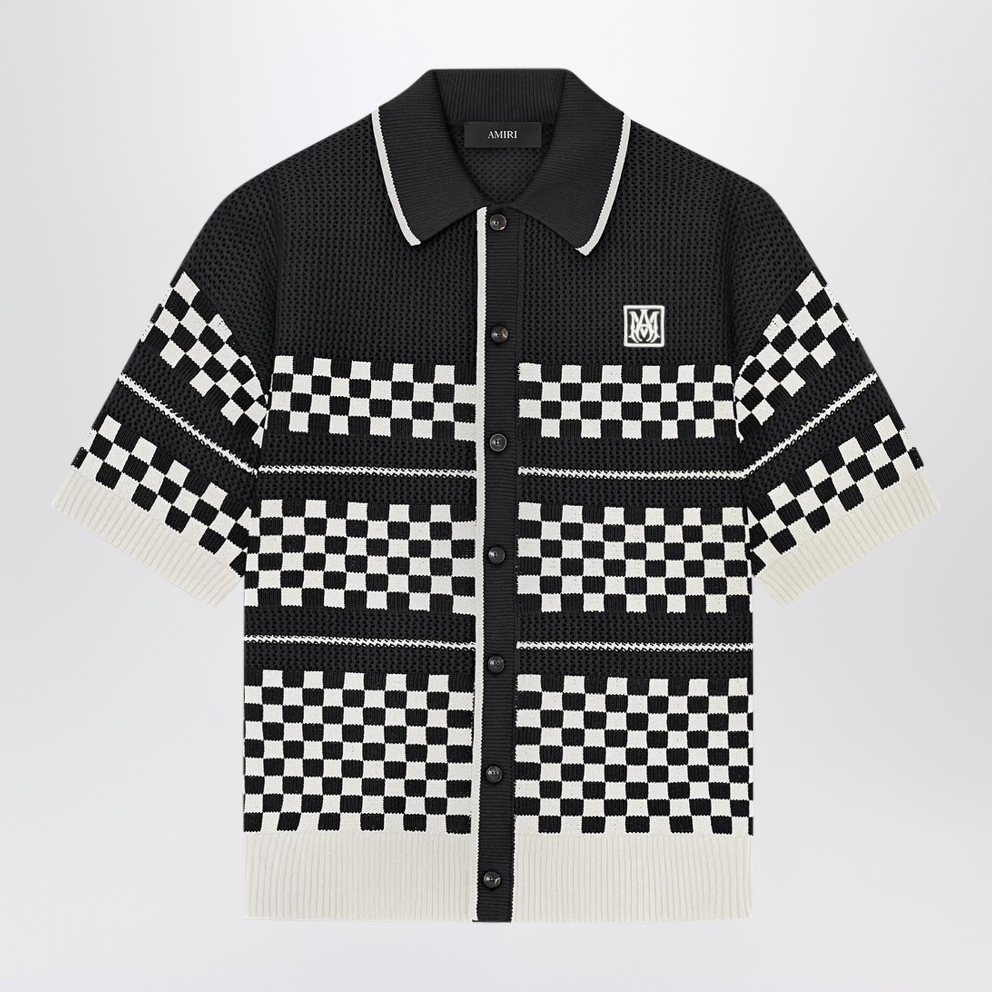 Checkered mesh sweater with logo embroidery