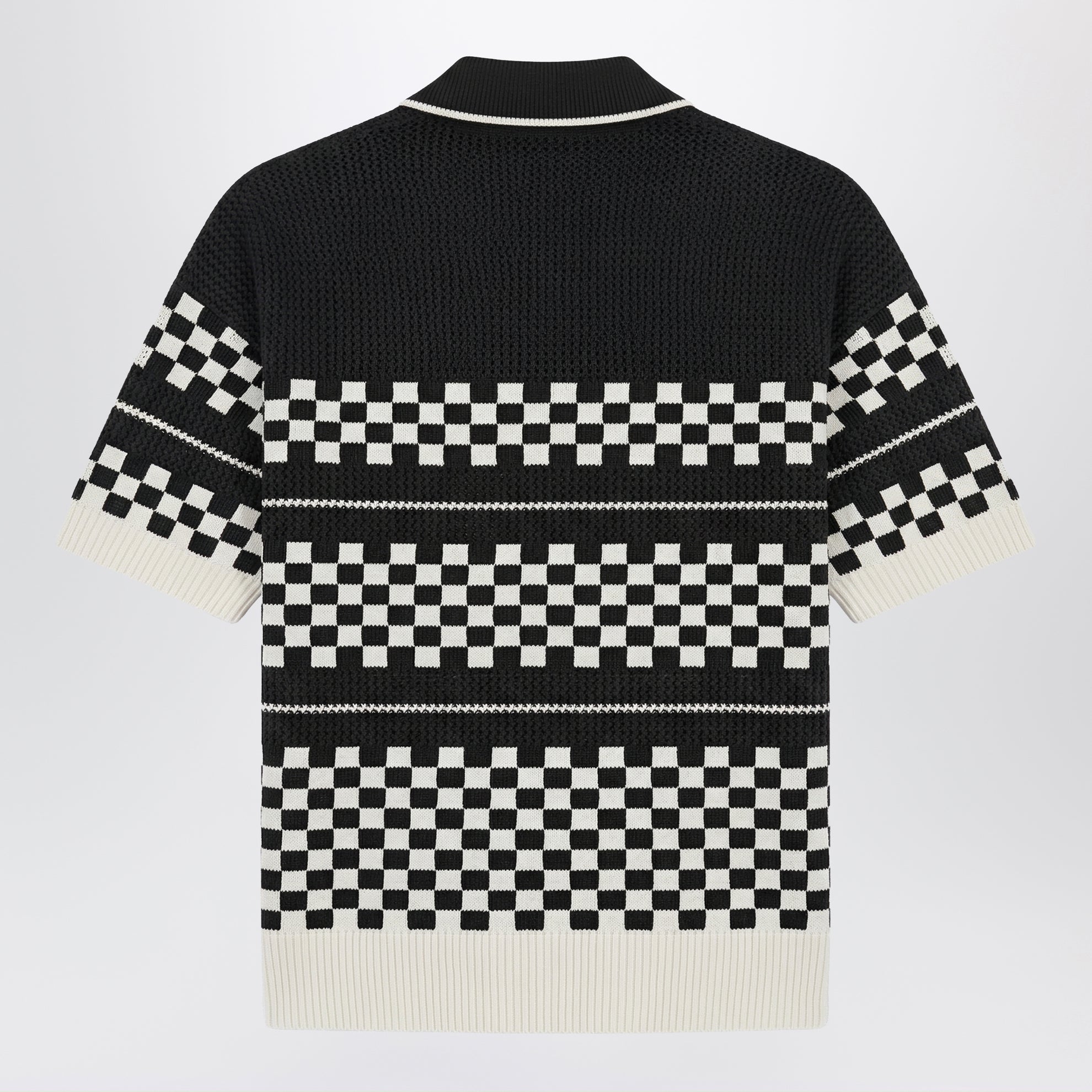 Checkered mesh sweater with logo embroidery
