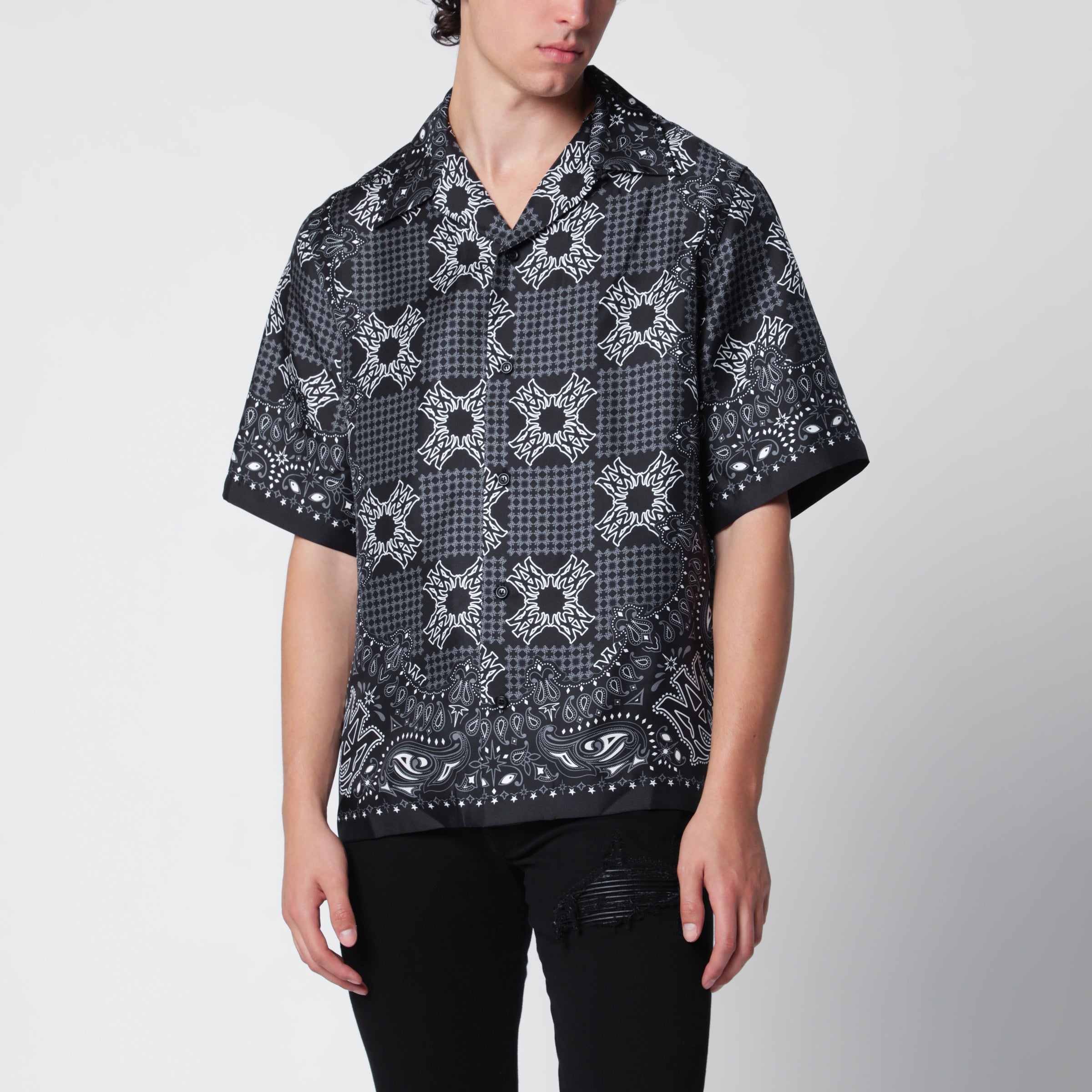 AMIRI MA Check Camp checked silk camp shirt in black | TheDoubleF