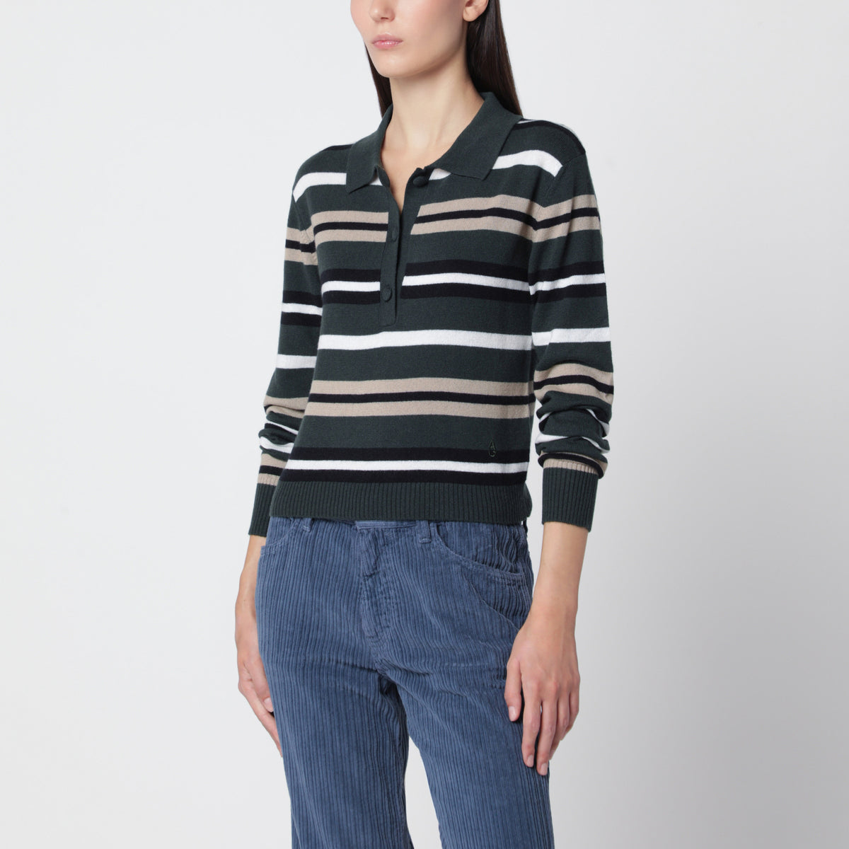 Polo Anna Stripes Light Sapin 21 in cashmere