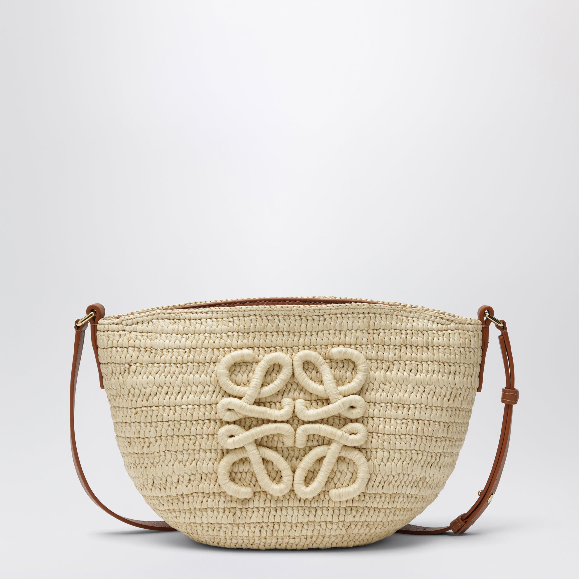 Eclipse pouch in raffia and leather