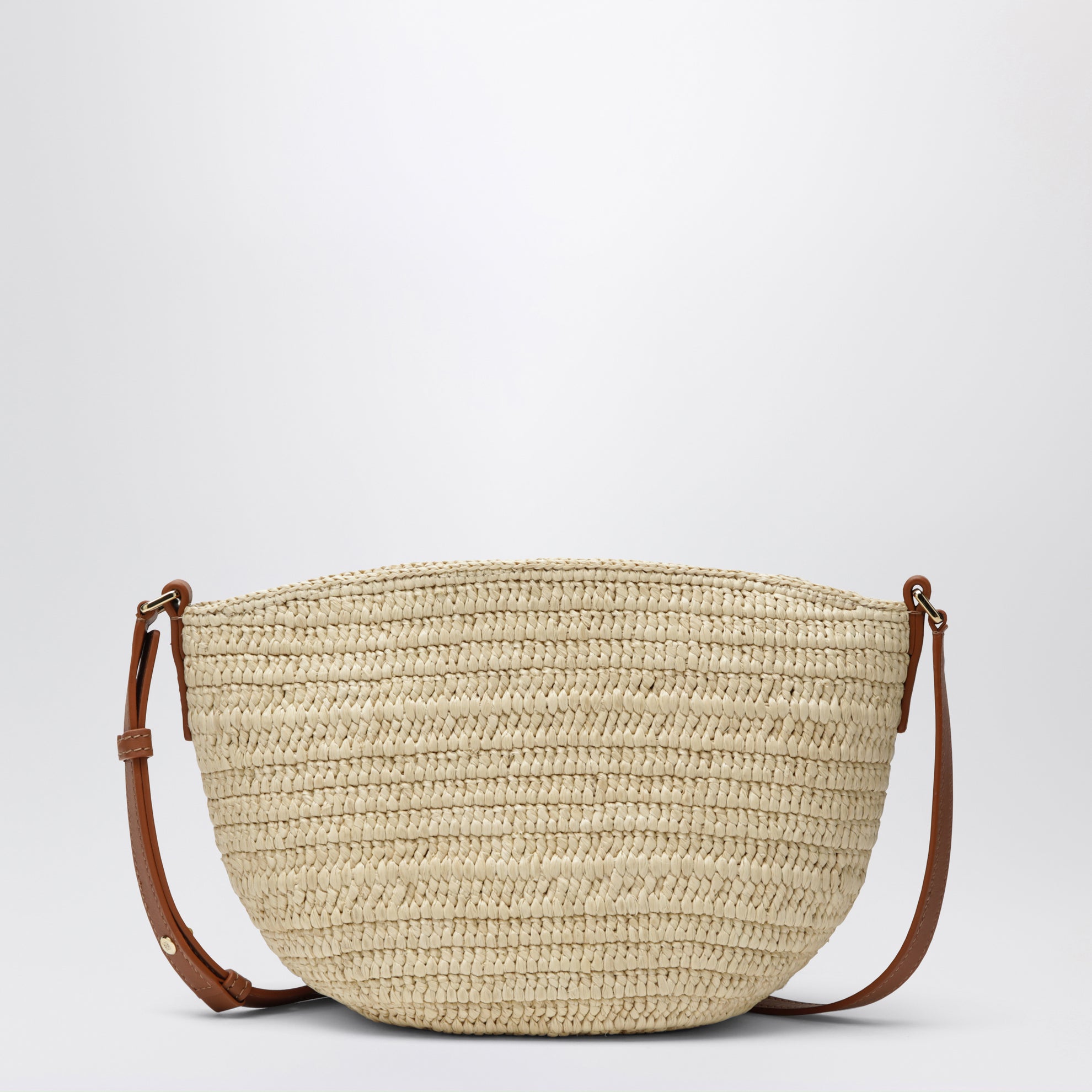 Eclipse pouch in raffia and leather