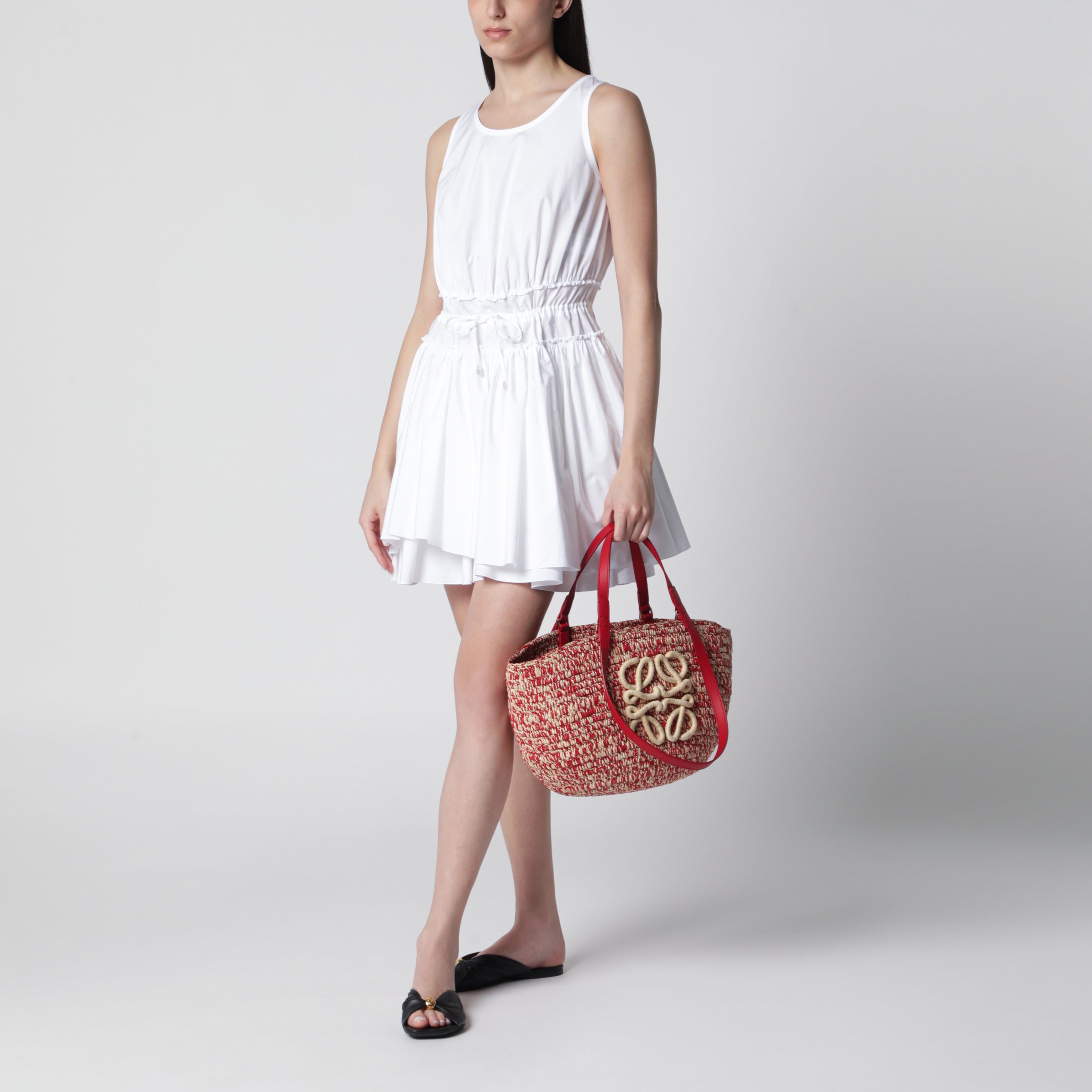 Loewe Eclipse medium basket bag in raffia and leather | TheDoubleF