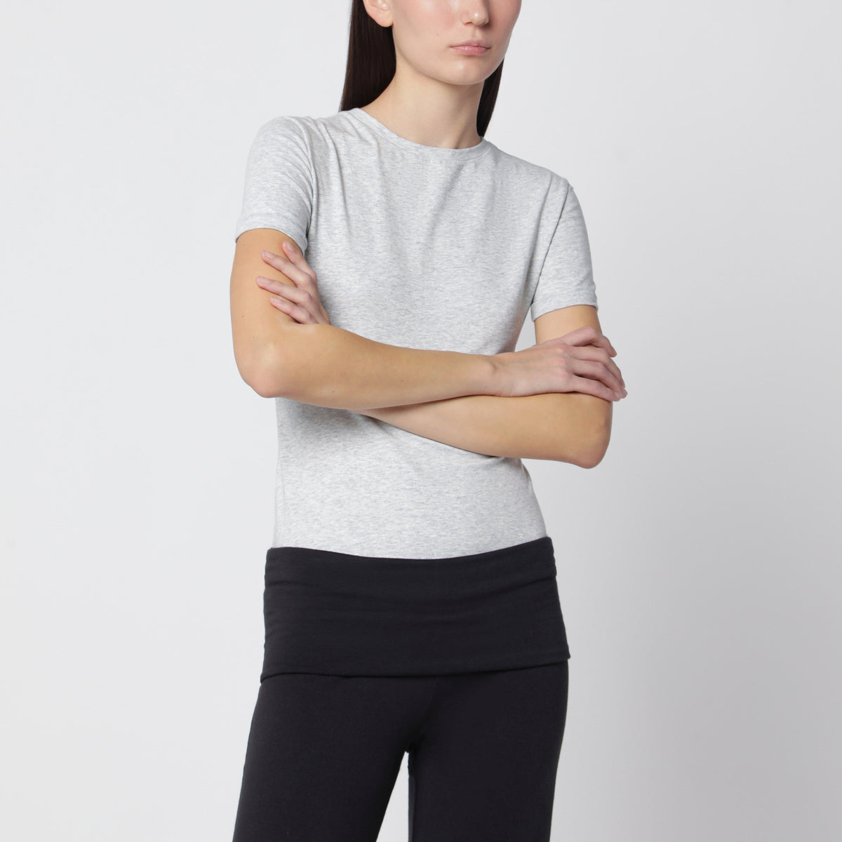 Light grey T-shirt in stretch cotton jersey