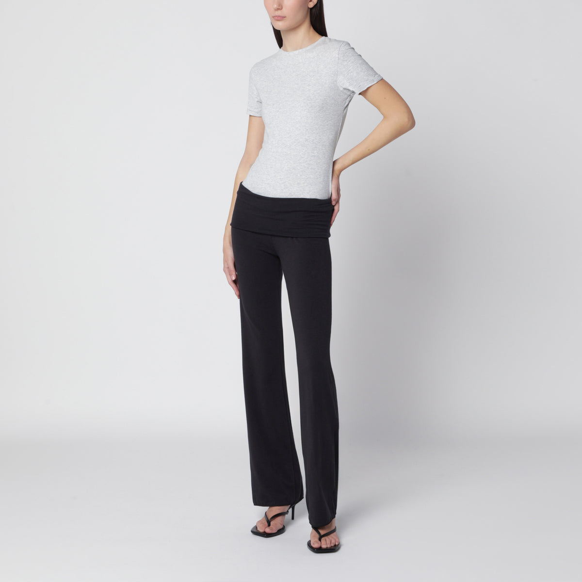 Light grey T-shirt in stretch cotton jersey