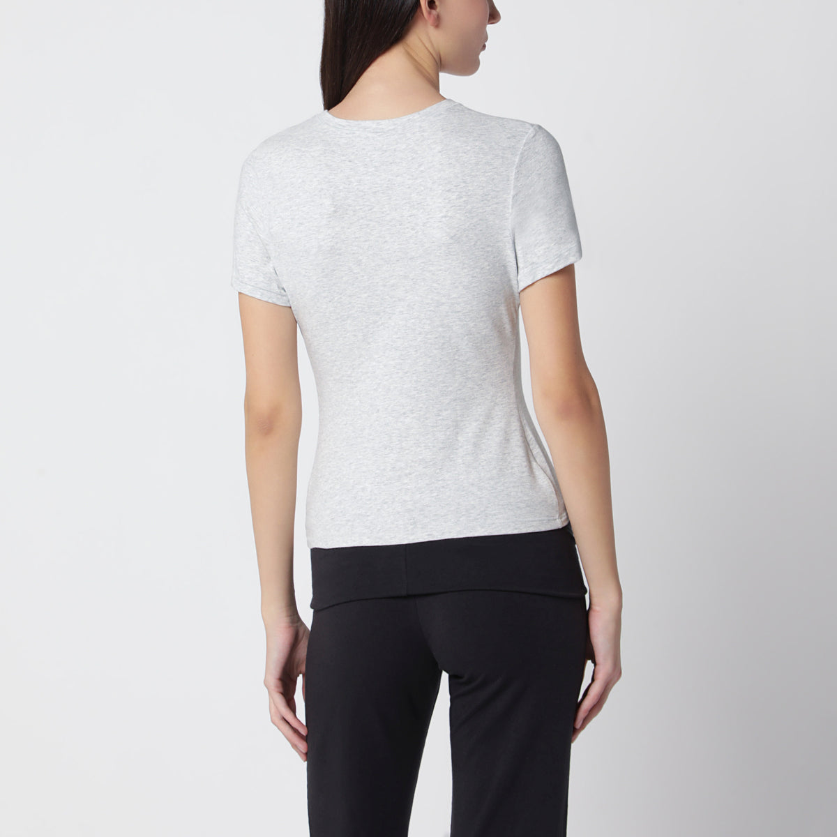 Light grey T-shirt in stretch cotton jersey