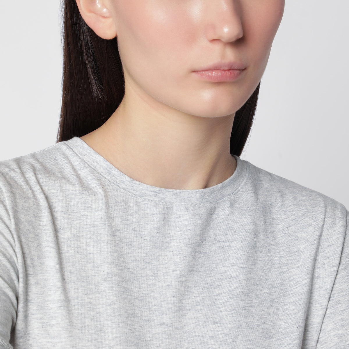 Light grey T-shirt in stretch cotton jersey