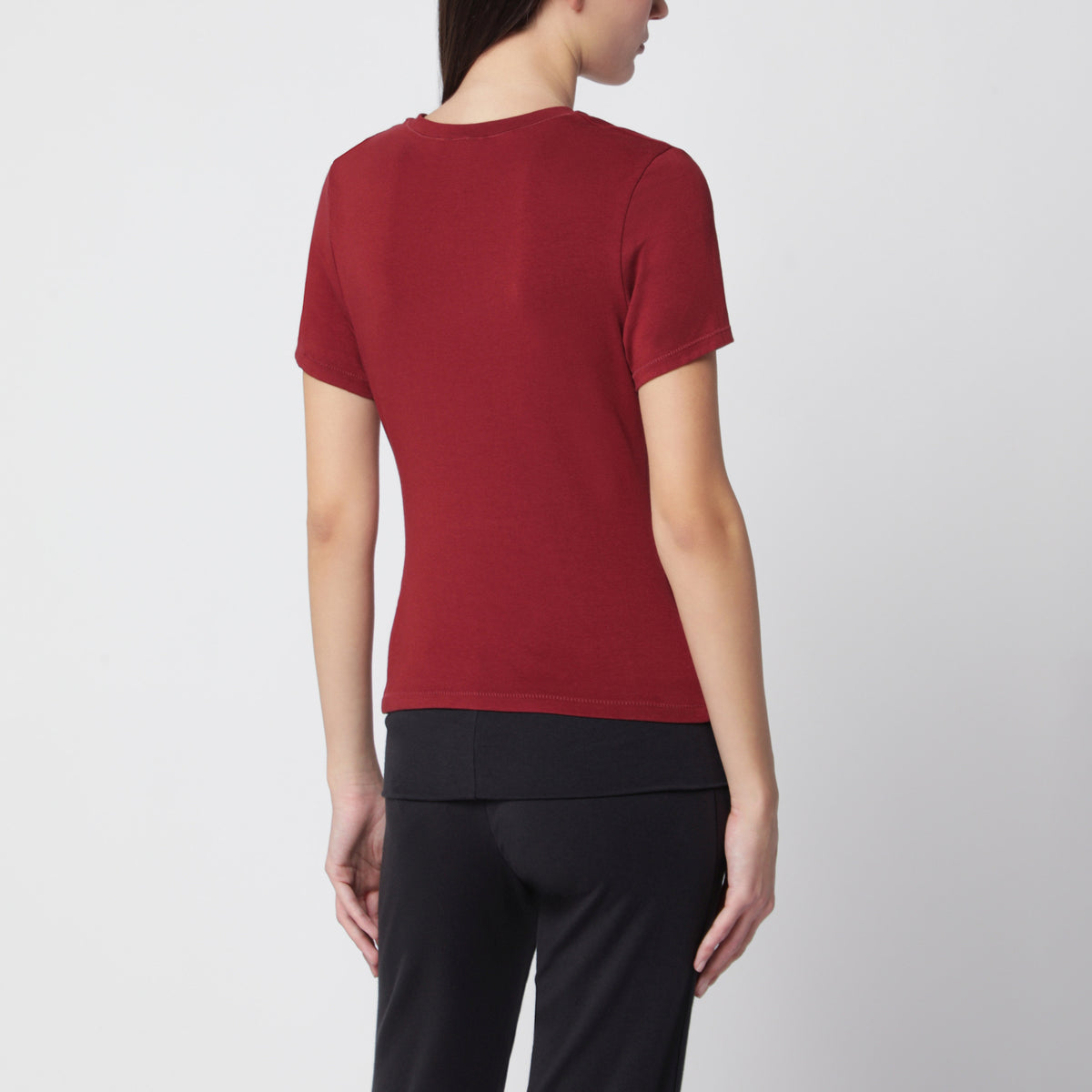 T-shirt bordeaux in jersey di cotone elasticizzato