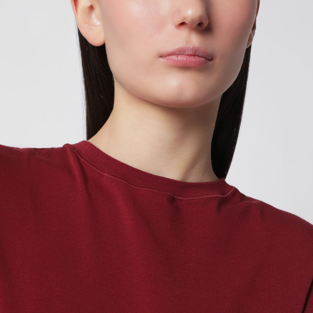 T-shirt bordeaux in jersey di cotone elasticizzato