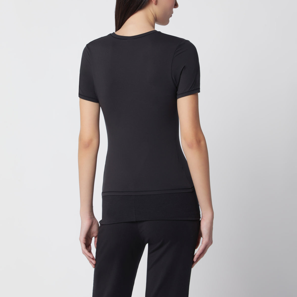 Charcoal grey T-shirt in stretch cotton jersey