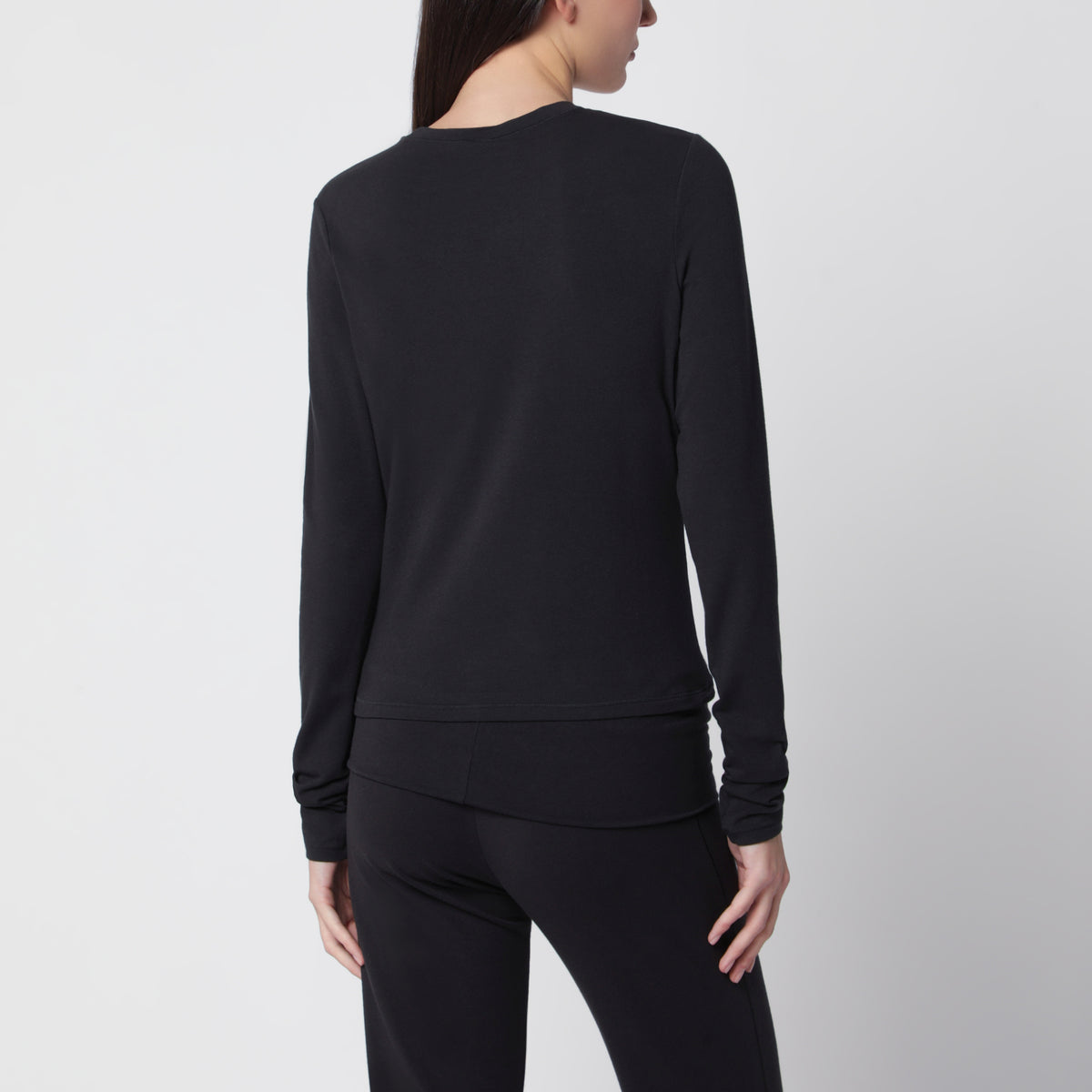 T-shirt à manches longues gris anthracite en jersey de coton stretch