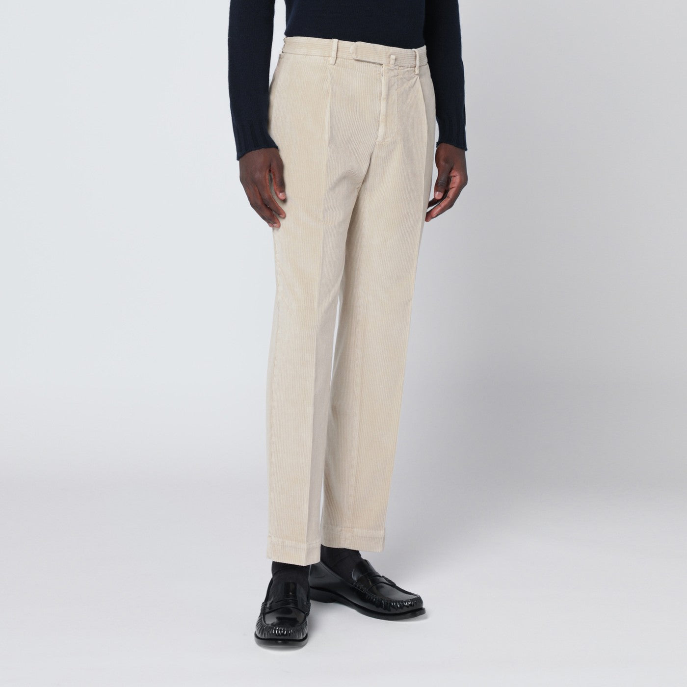 Pantalone in velluto a coste panna
