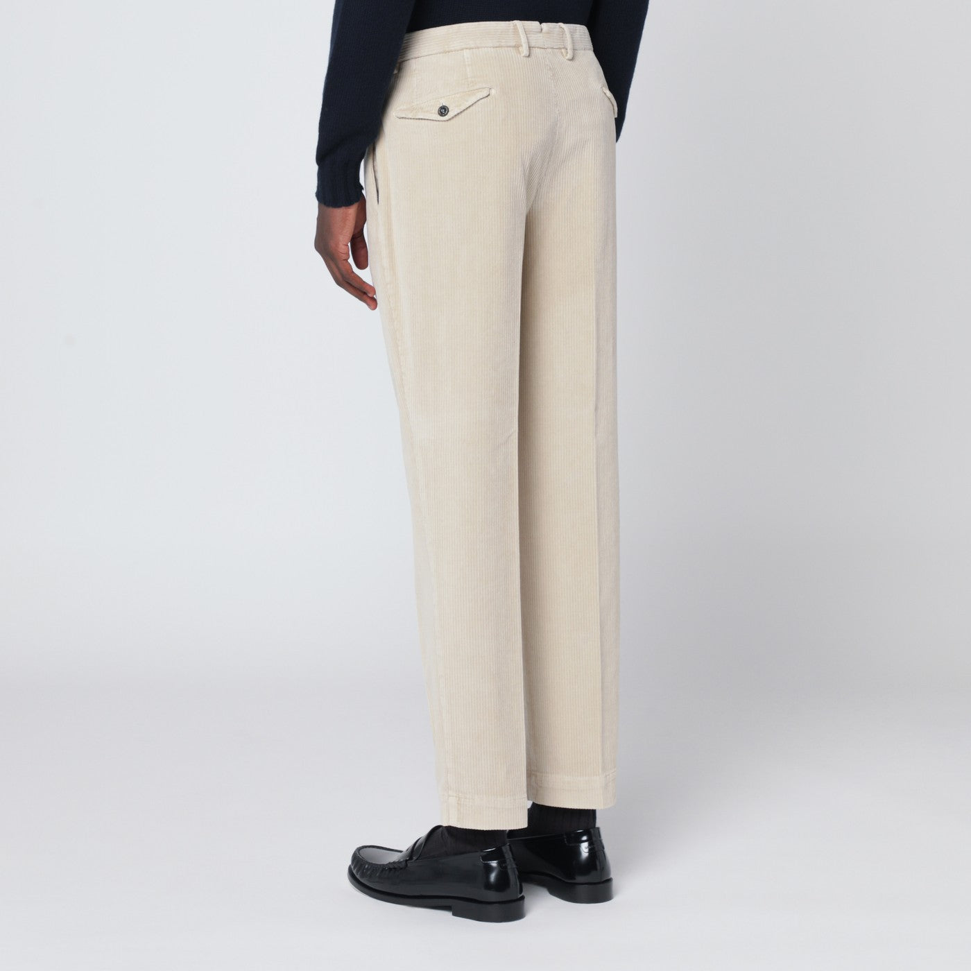 Pantalone in velluto a coste panna