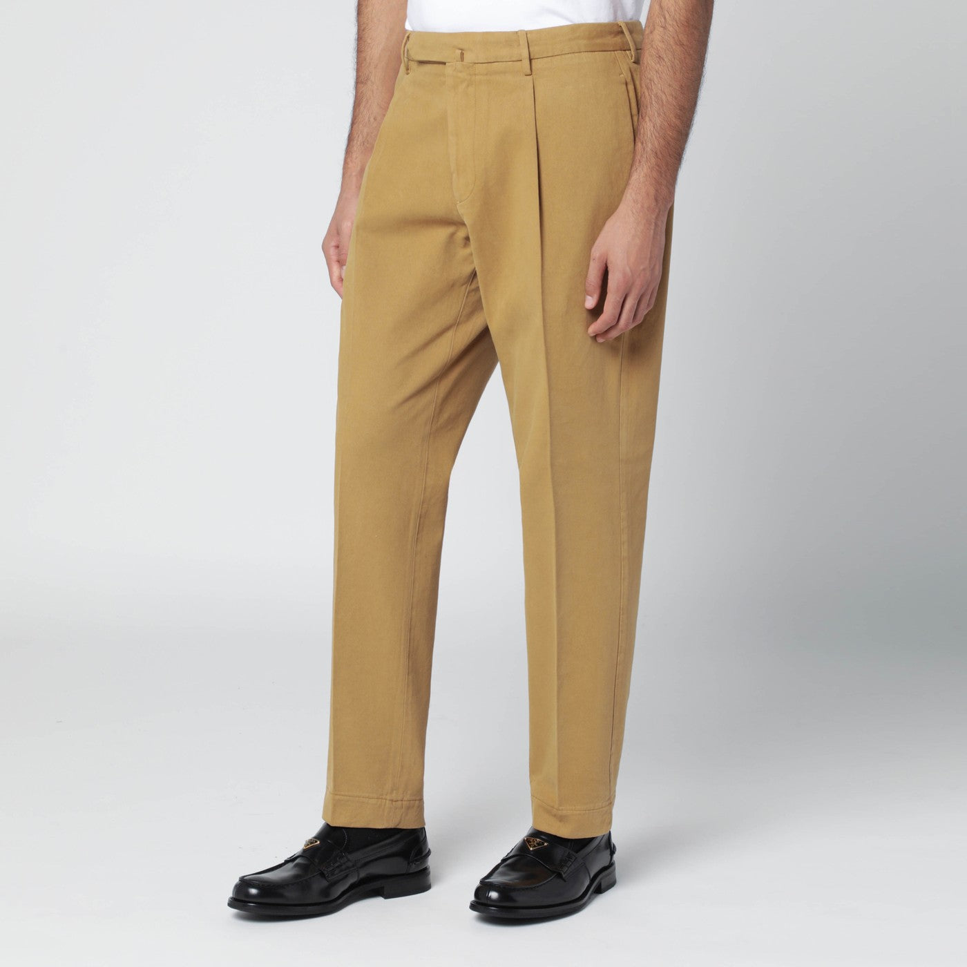 Ochre cotton and cashmere trousers