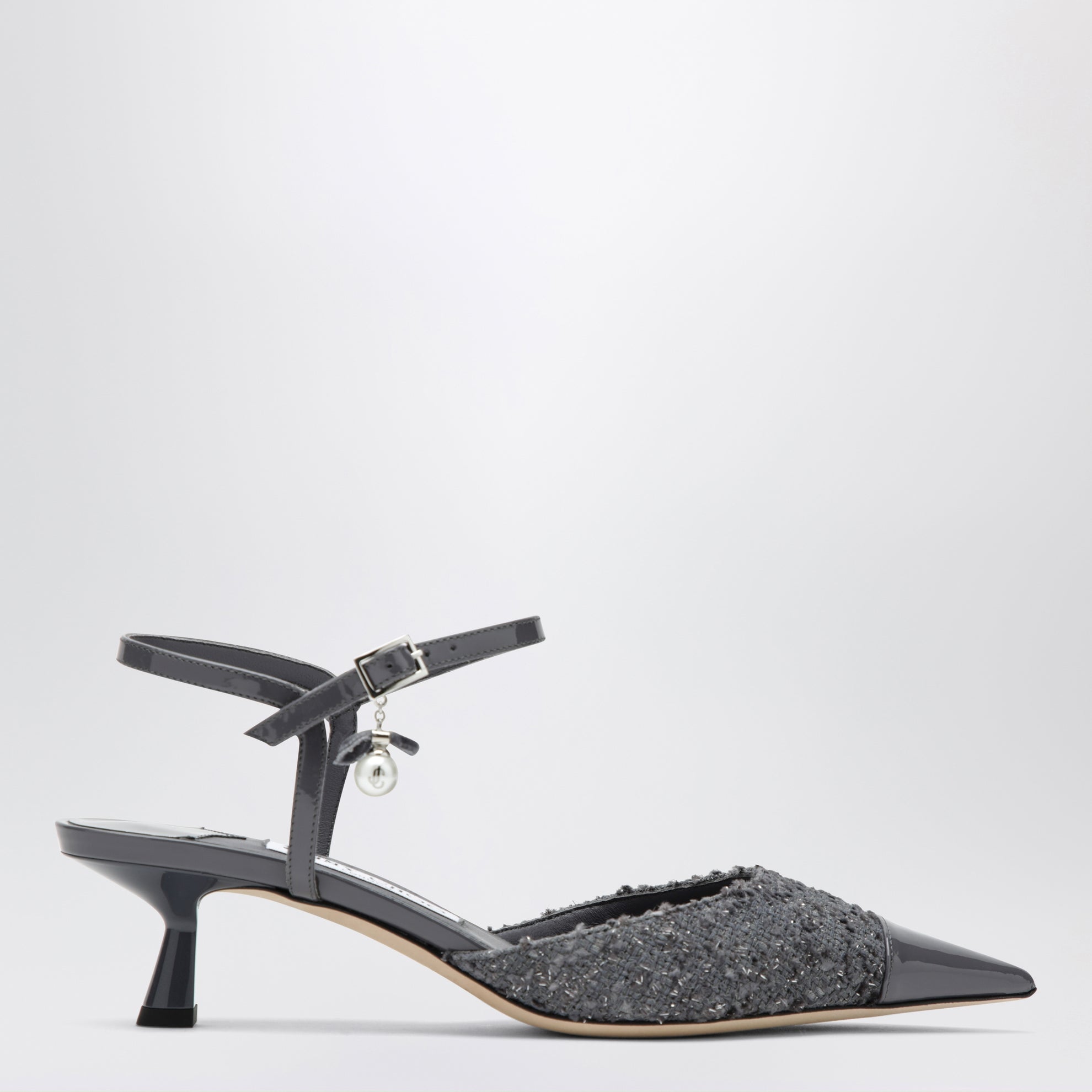 Slingback Aren in pelle e tessuto color grafite