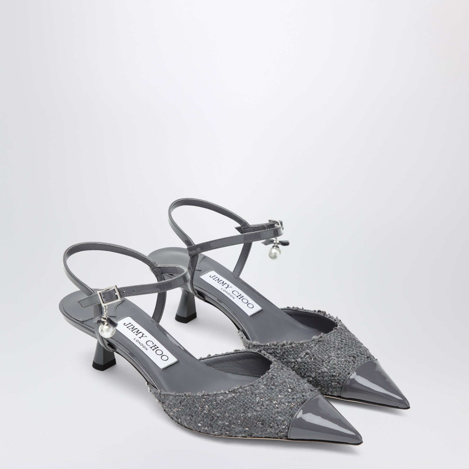 Slingback Aren in pelle e tessuto color grafite