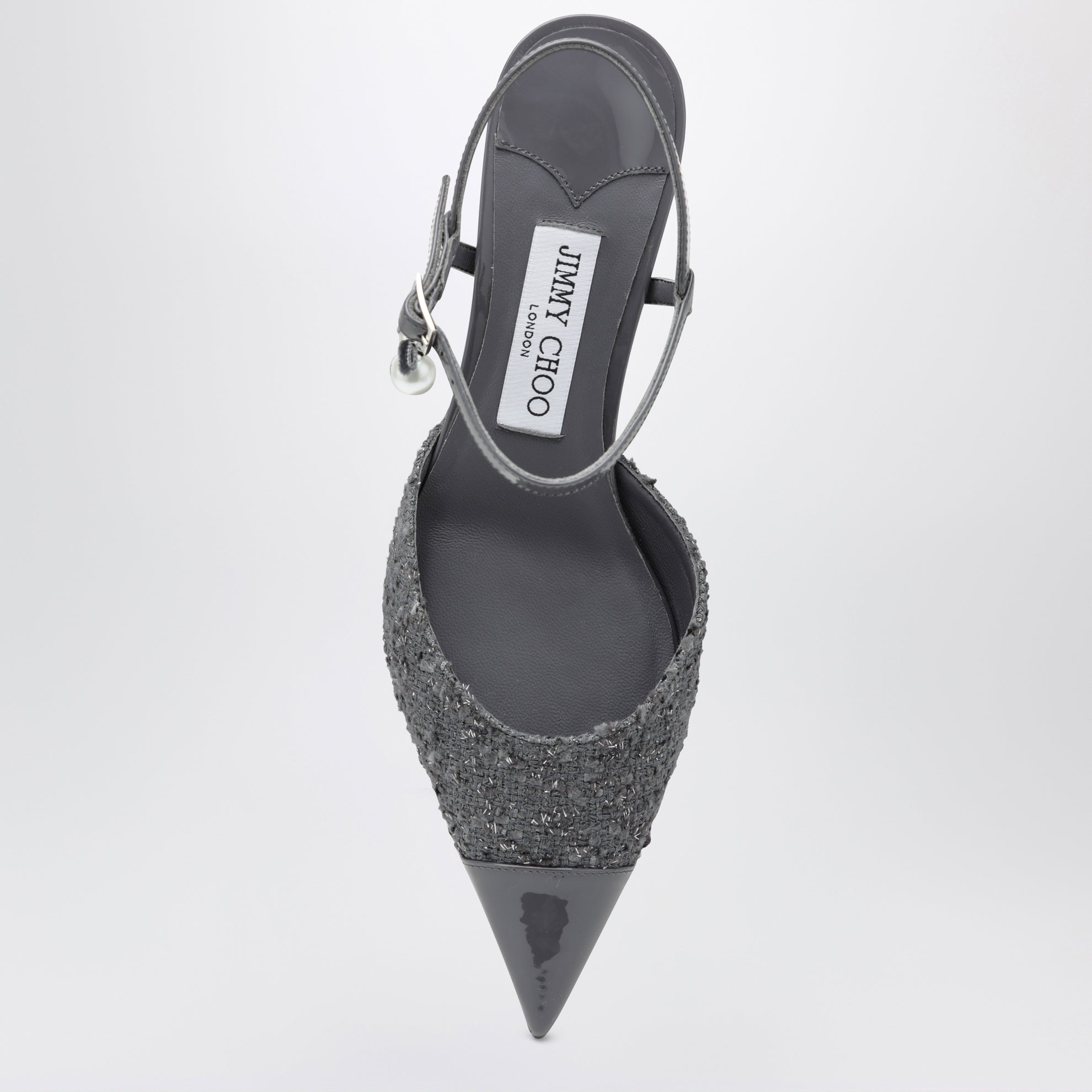 Slingback Aren in pelle e tessuto color grafite