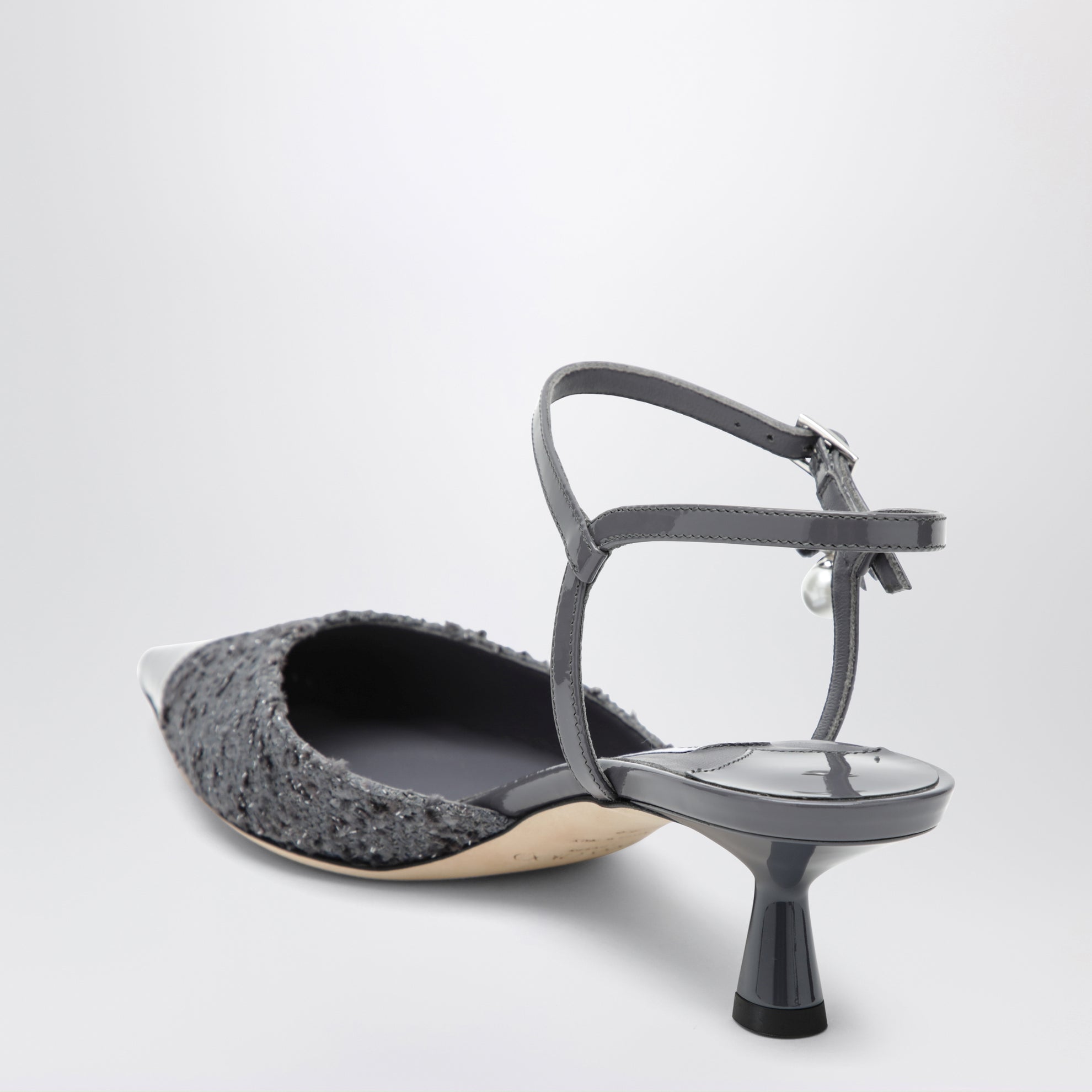 Slingback Aren in pelle e tessuto color grafite
