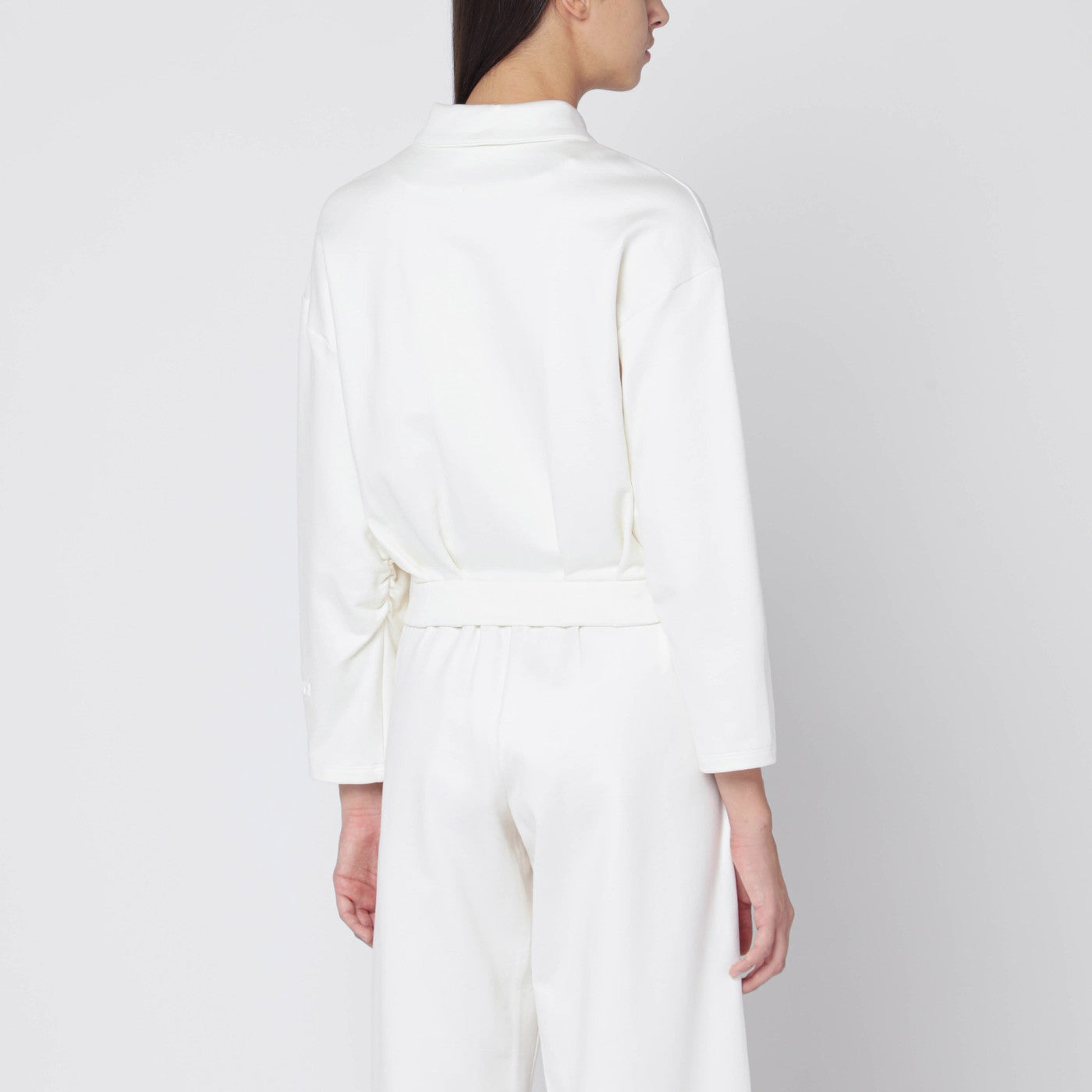 Weiße Cropped-Sweatshirt aus Seidenmischung