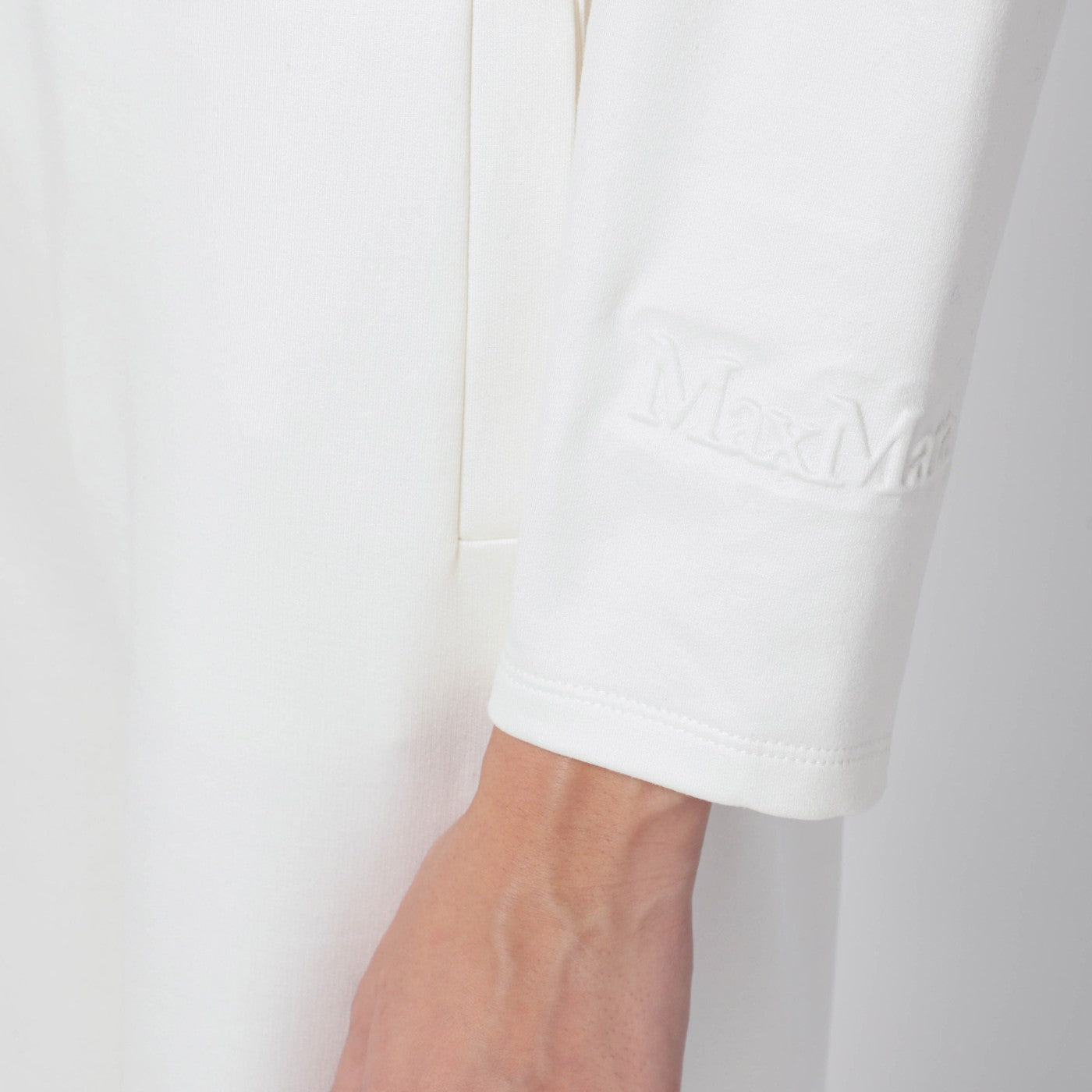 Weiße Cropped-Sweatshirt aus Seidenmischung
