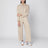Beige cropped sweatshirt in silk blend