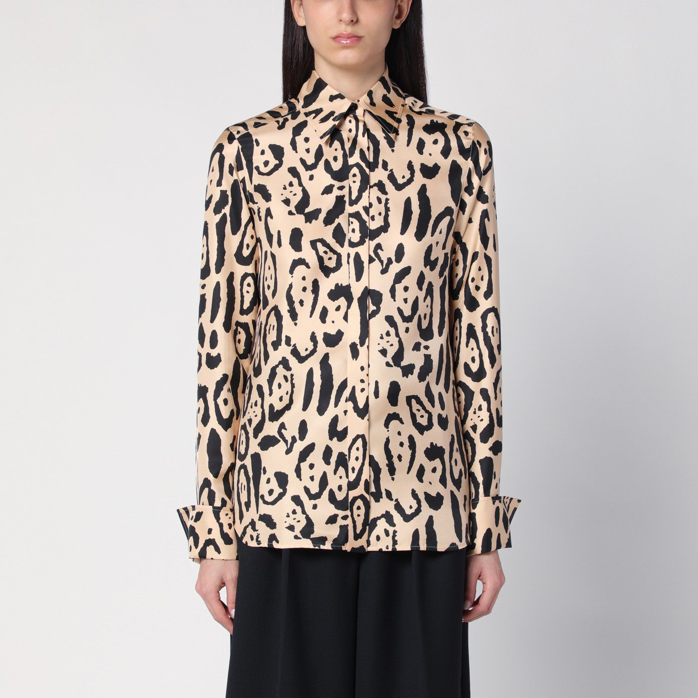 Bluse mit Animal-Print aus Seide