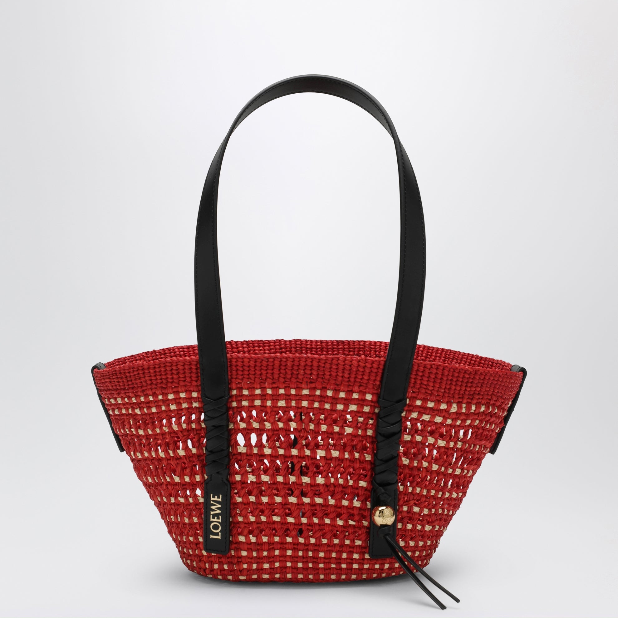 Small Iraca palm and leather Braid basket bag