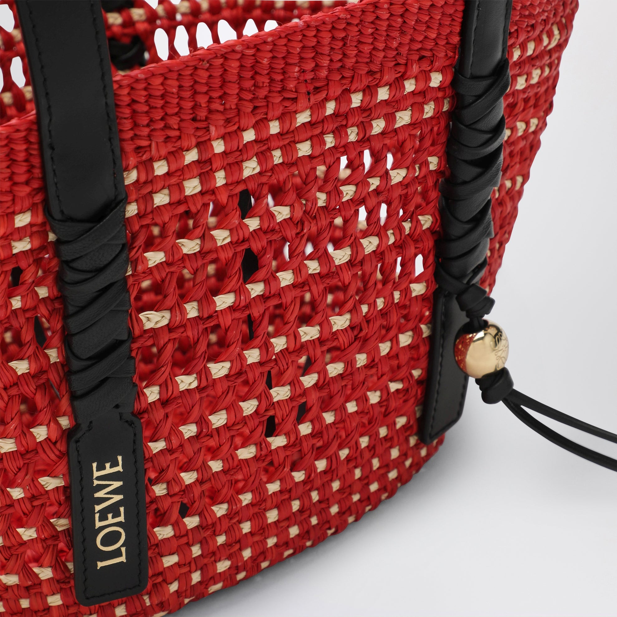 Small Iraca palm and leather Braid basket bag