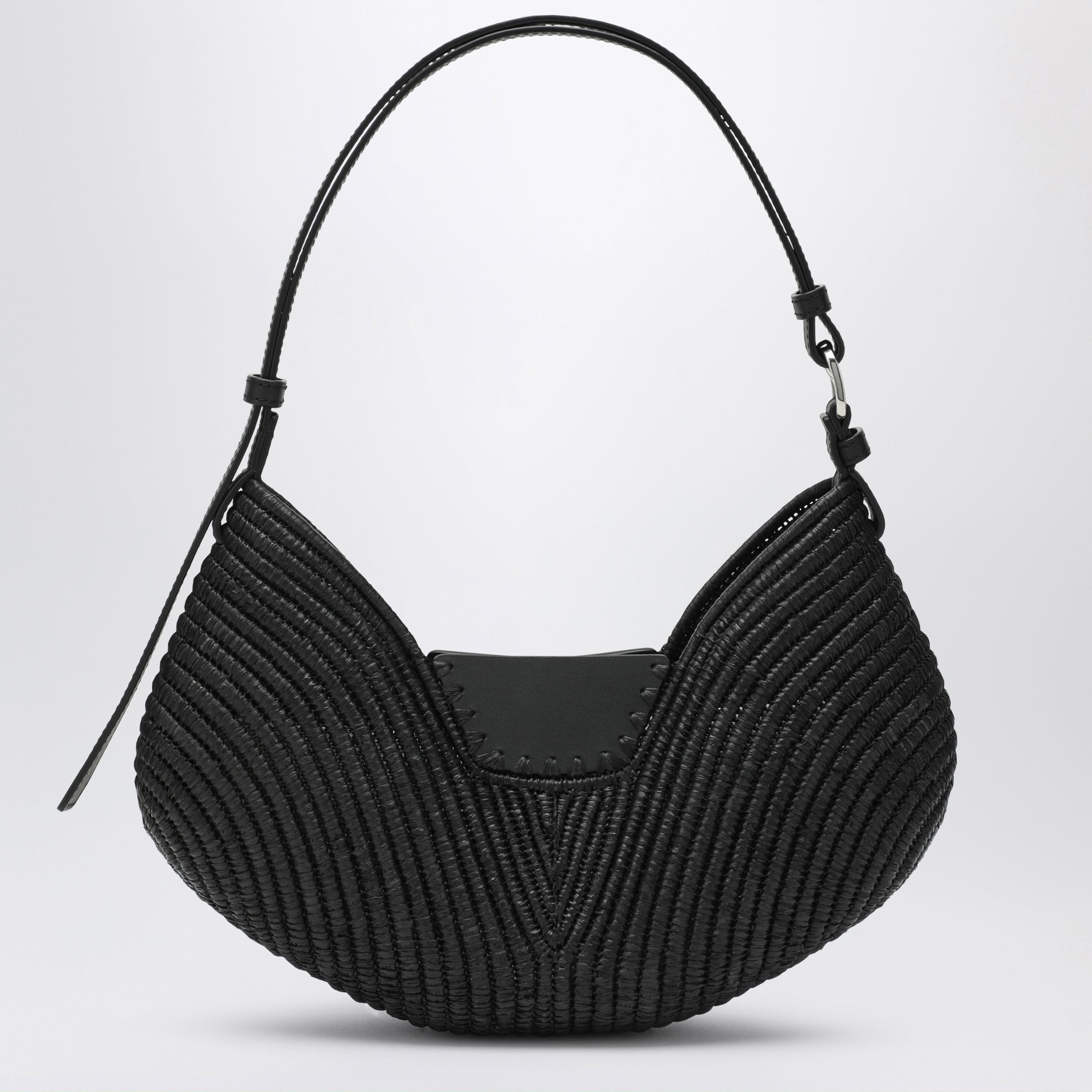 Medium Loewe Swing bag in raffia and black leather